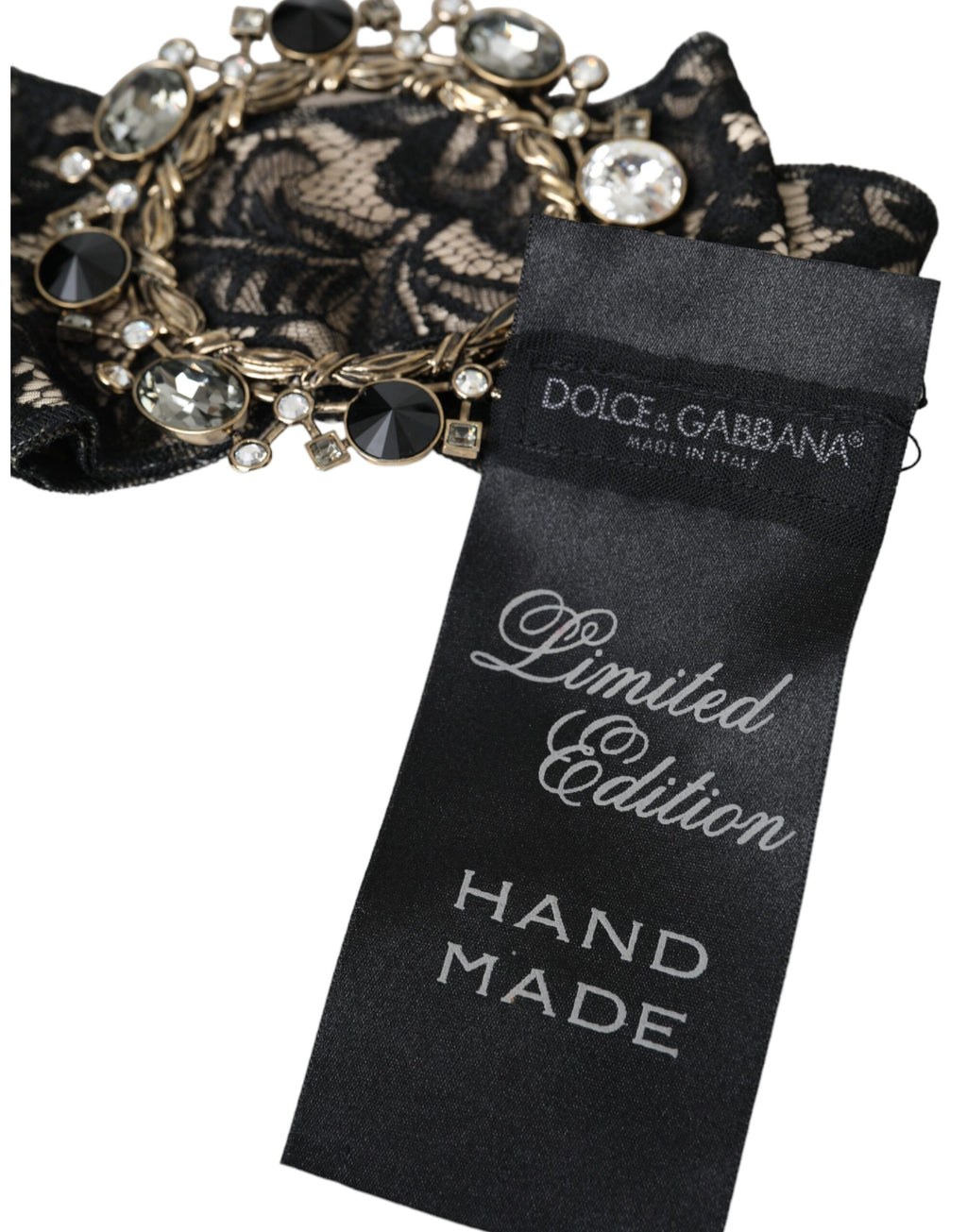 Épingle à cheveux Dolce &amp; Gabbana en dentelle noire et cristal faite à la main