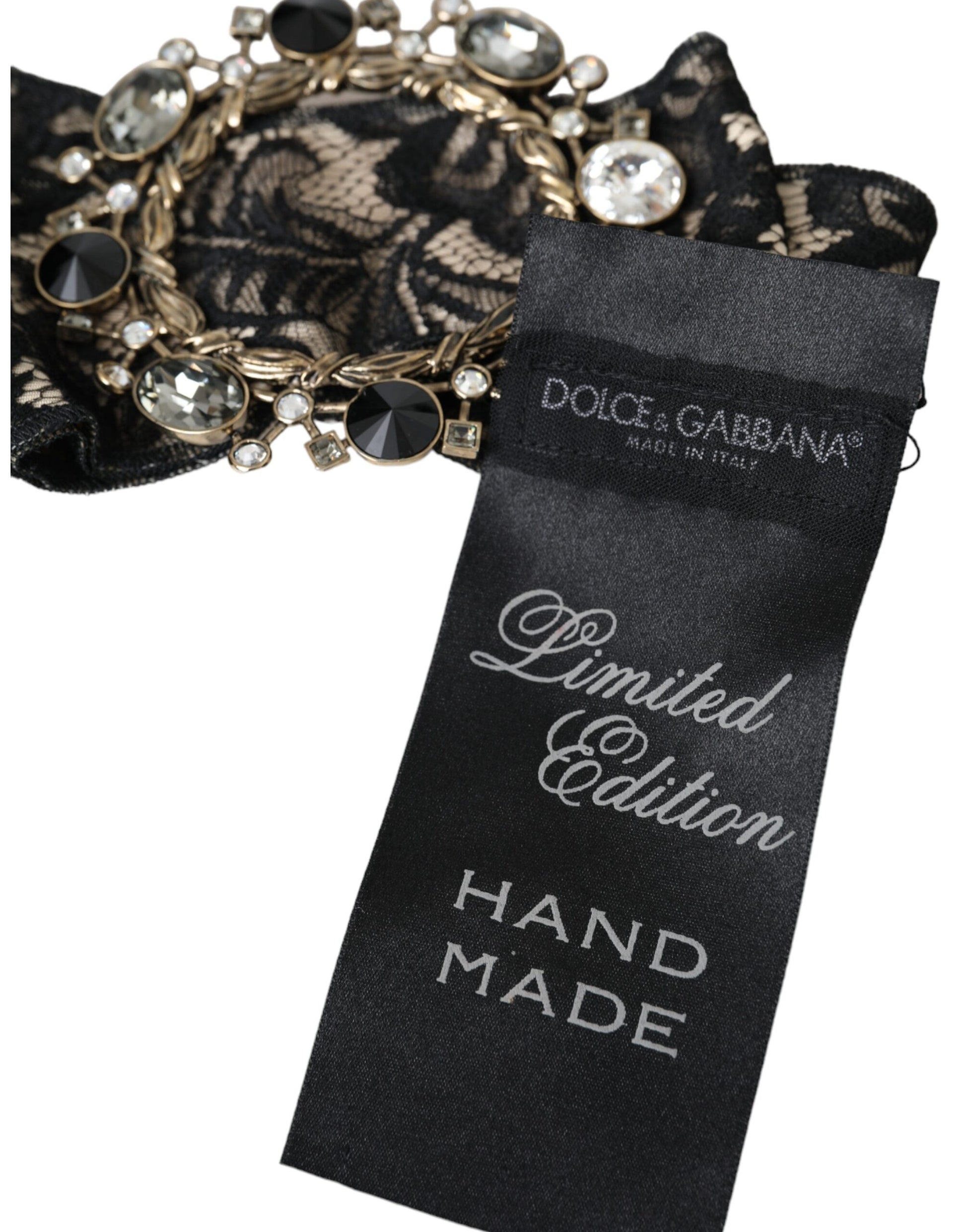 Épingle à cheveux Dolce &amp; Gabbana en dentelle noire et cristal faite à la main