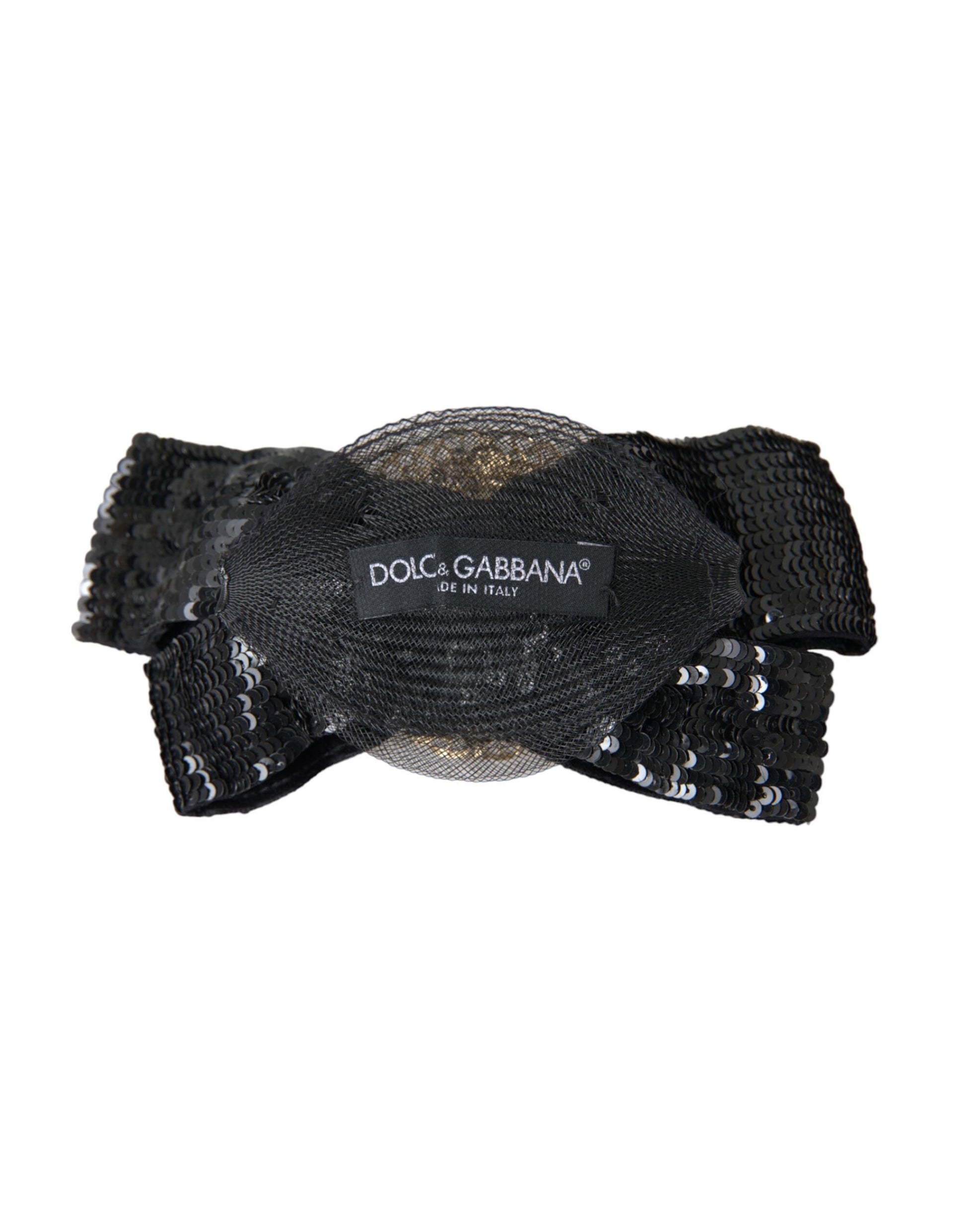 Broche à cheveux Dolce &amp; Gabbana en perles et sequins noirs faite à la main