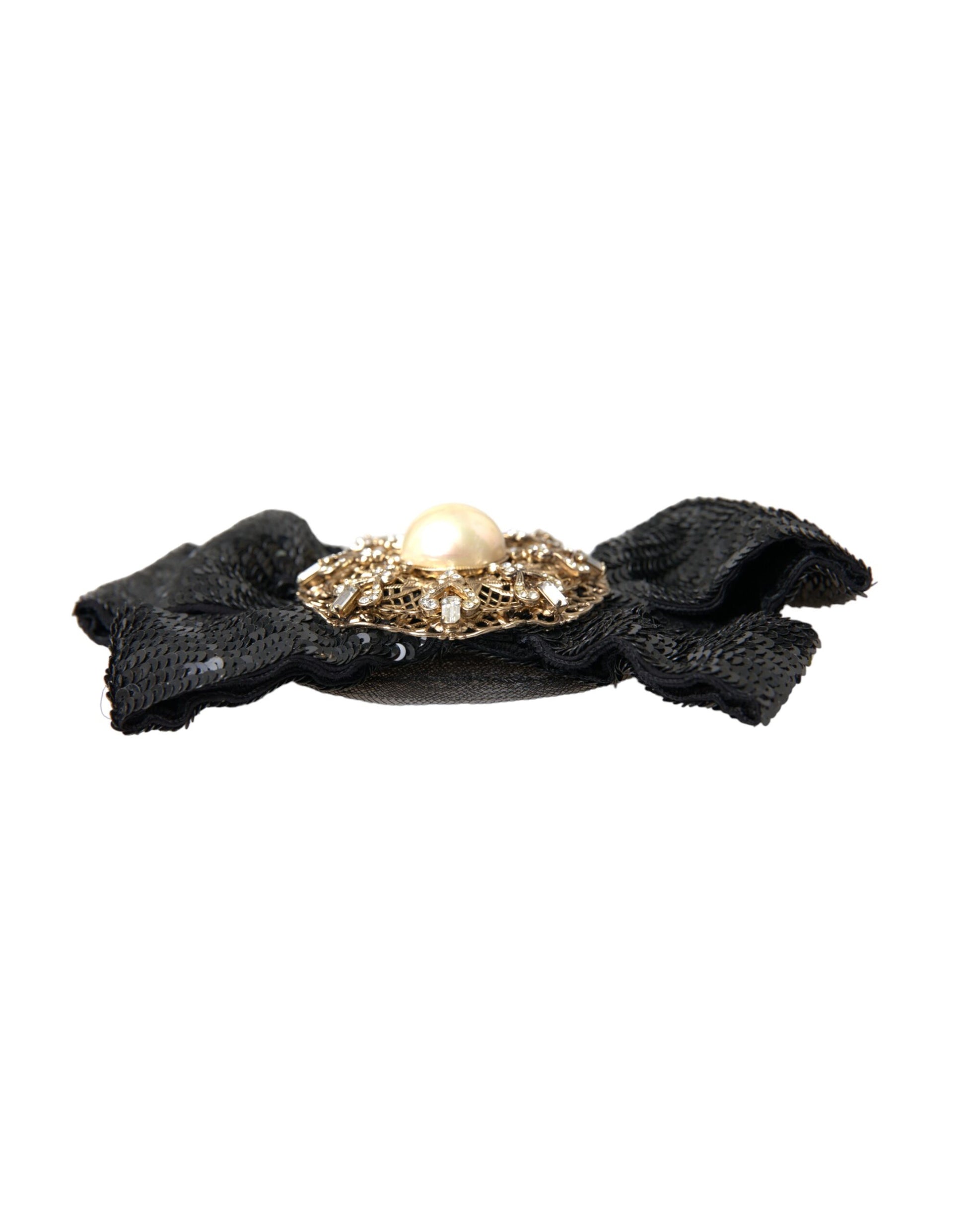 Broche à cheveux Dolce &amp; Gabbana en perles et sequins noirs faite à la main