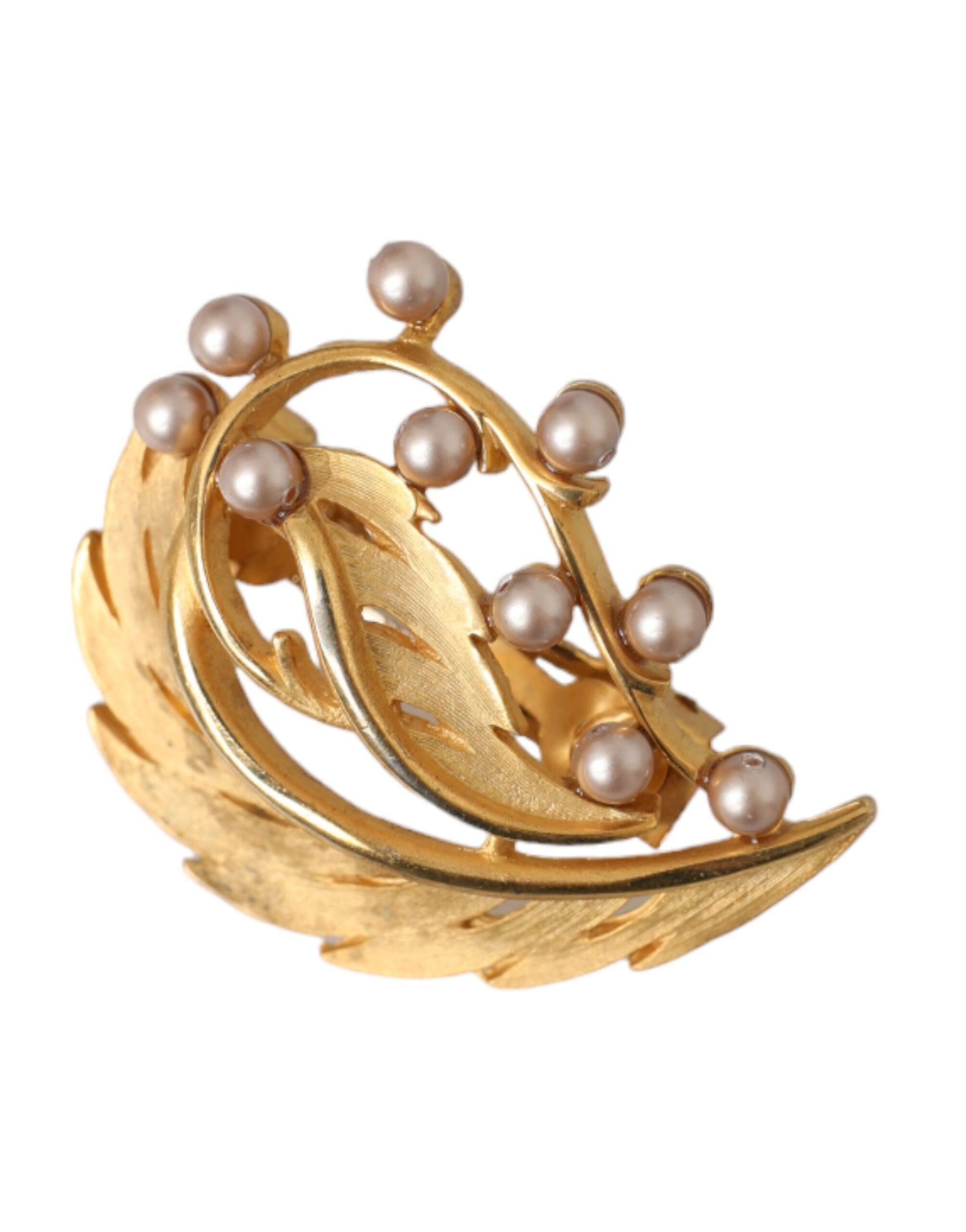Broche à cheveux Dolce &amp; Gabbana en laiton doré ornée de feuilles