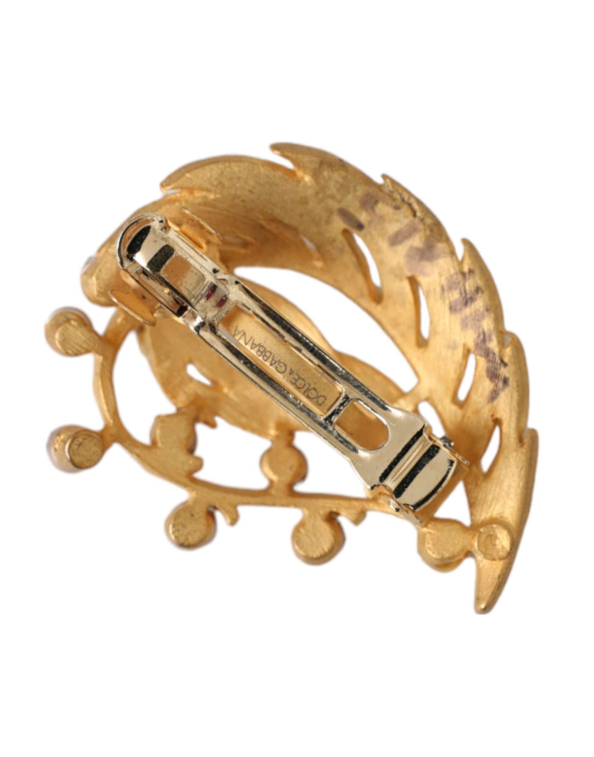 Broche à cheveux Dolce &amp; Gabbana en laiton doré ornée de feuilles