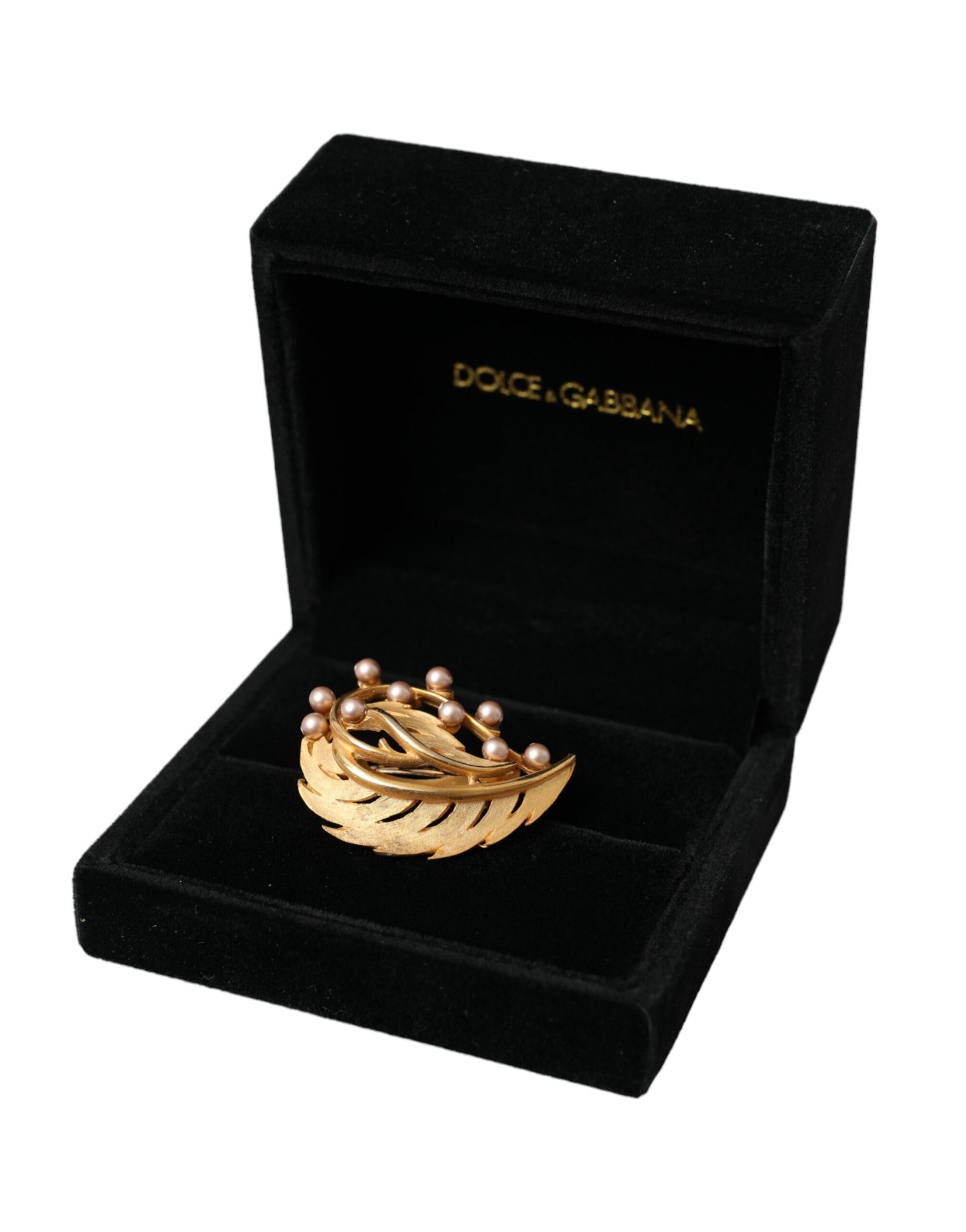 Broche à cheveux Dolce &amp; Gabbana en laiton doré ornée de feuilles