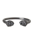 Bracelet jonc lion en rhodium noir Nialaya pour femme