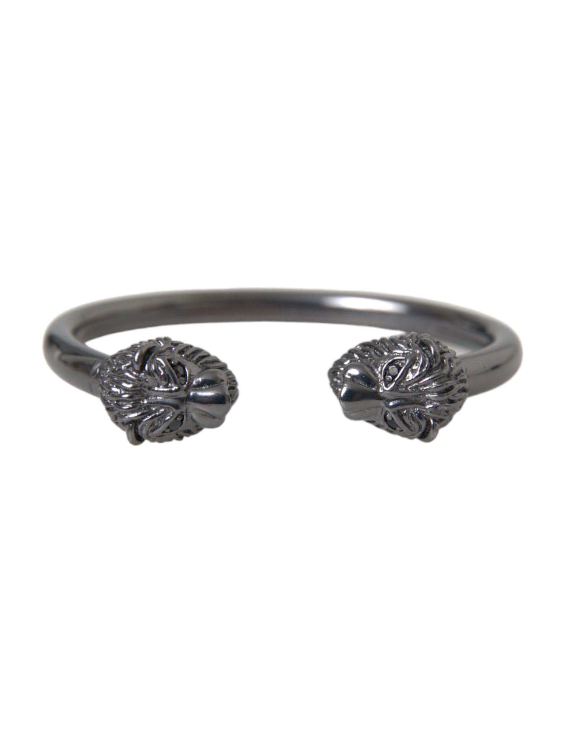 Bracelet jonc lion en rhodium noir Nialaya pour femme