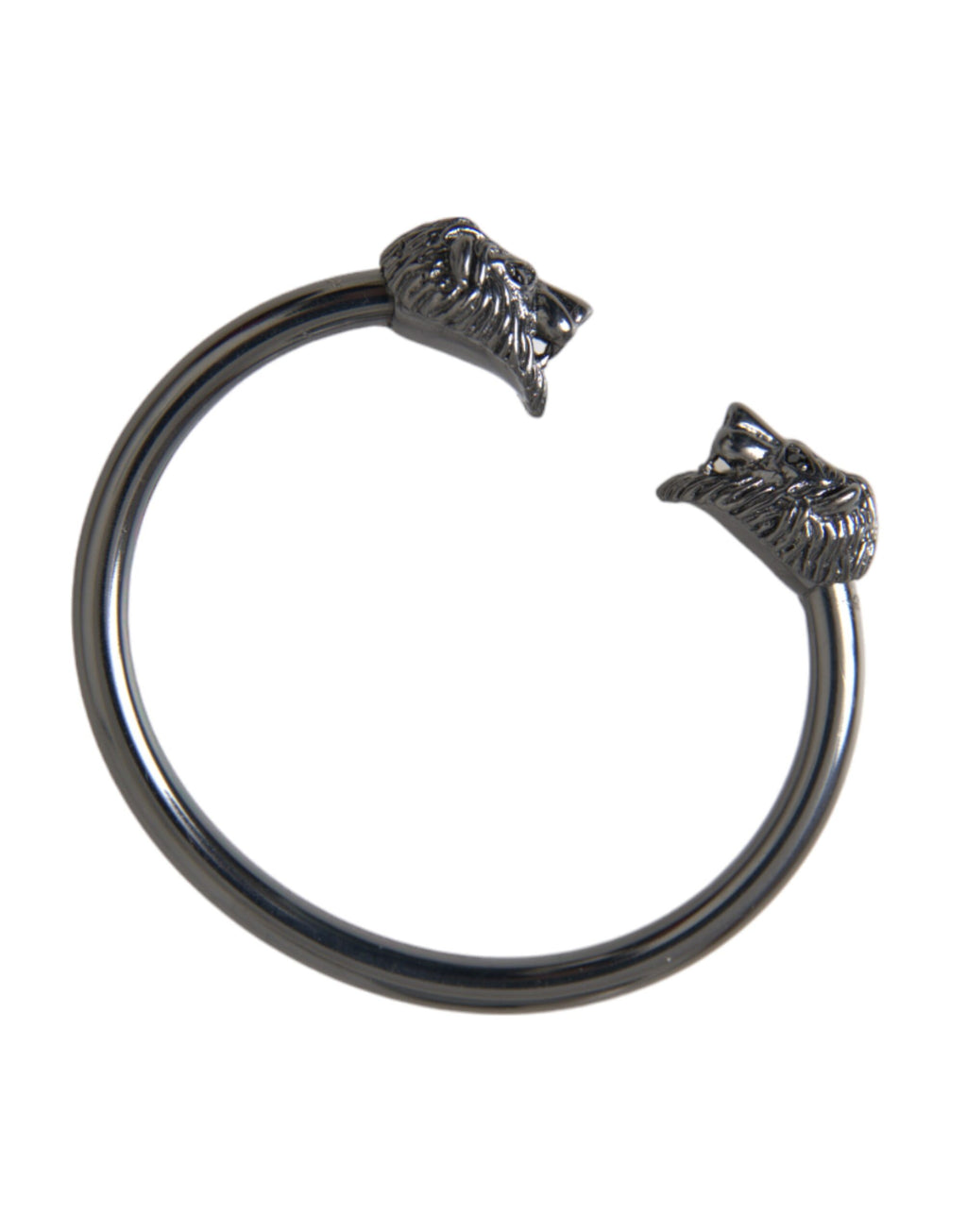Bracelet jonc lion en rhodium noir Nialaya pour femme