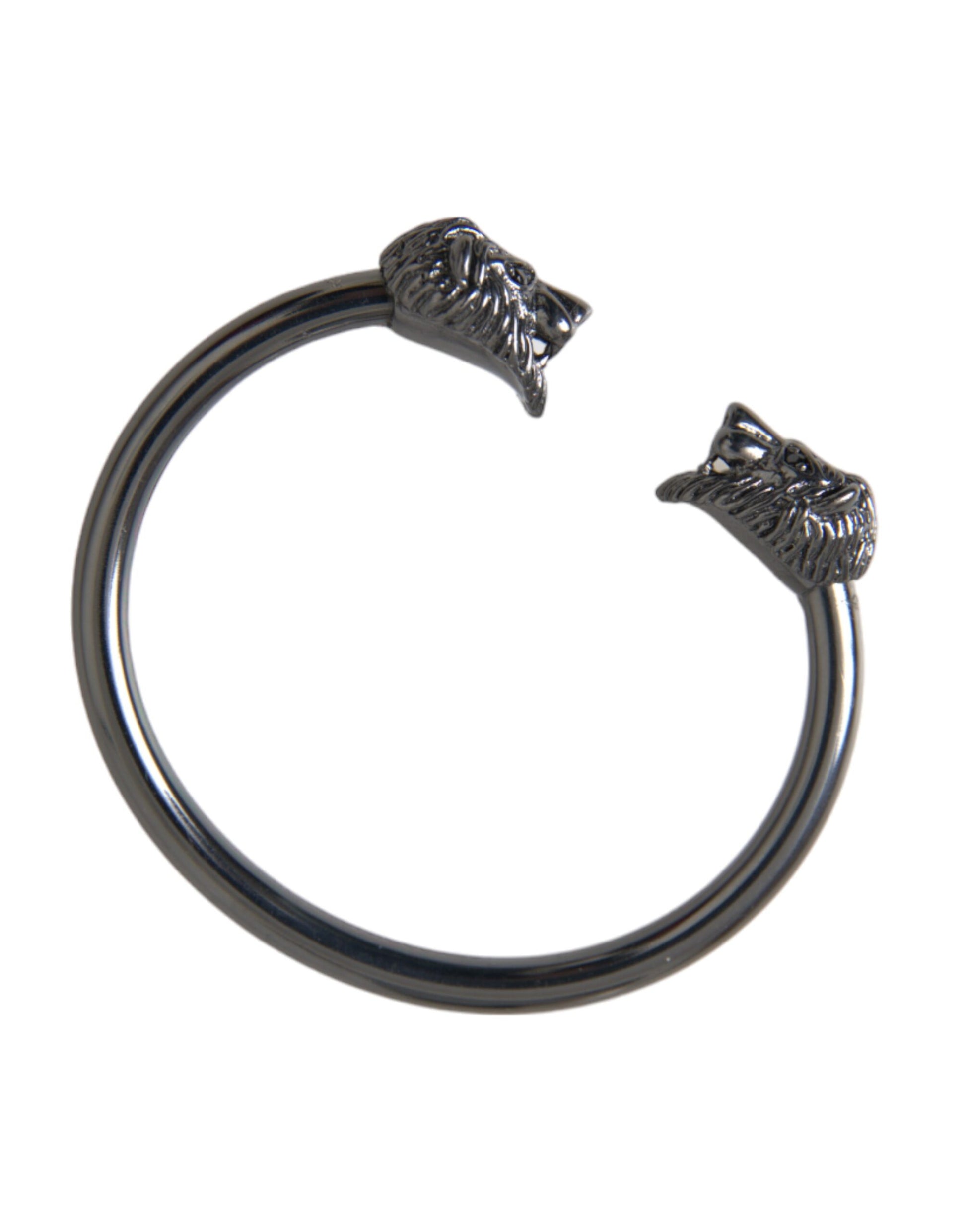 Bracelet jonc lion en rhodium noir Nialaya pour femme