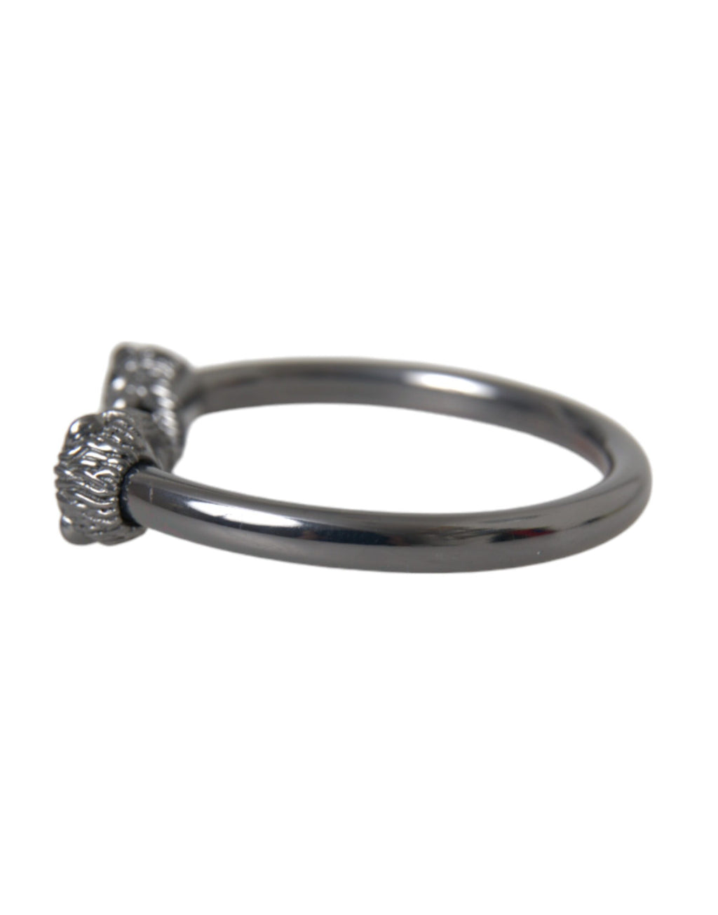 Bracelet jonc lion en rhodium noir Nialaya pour femme