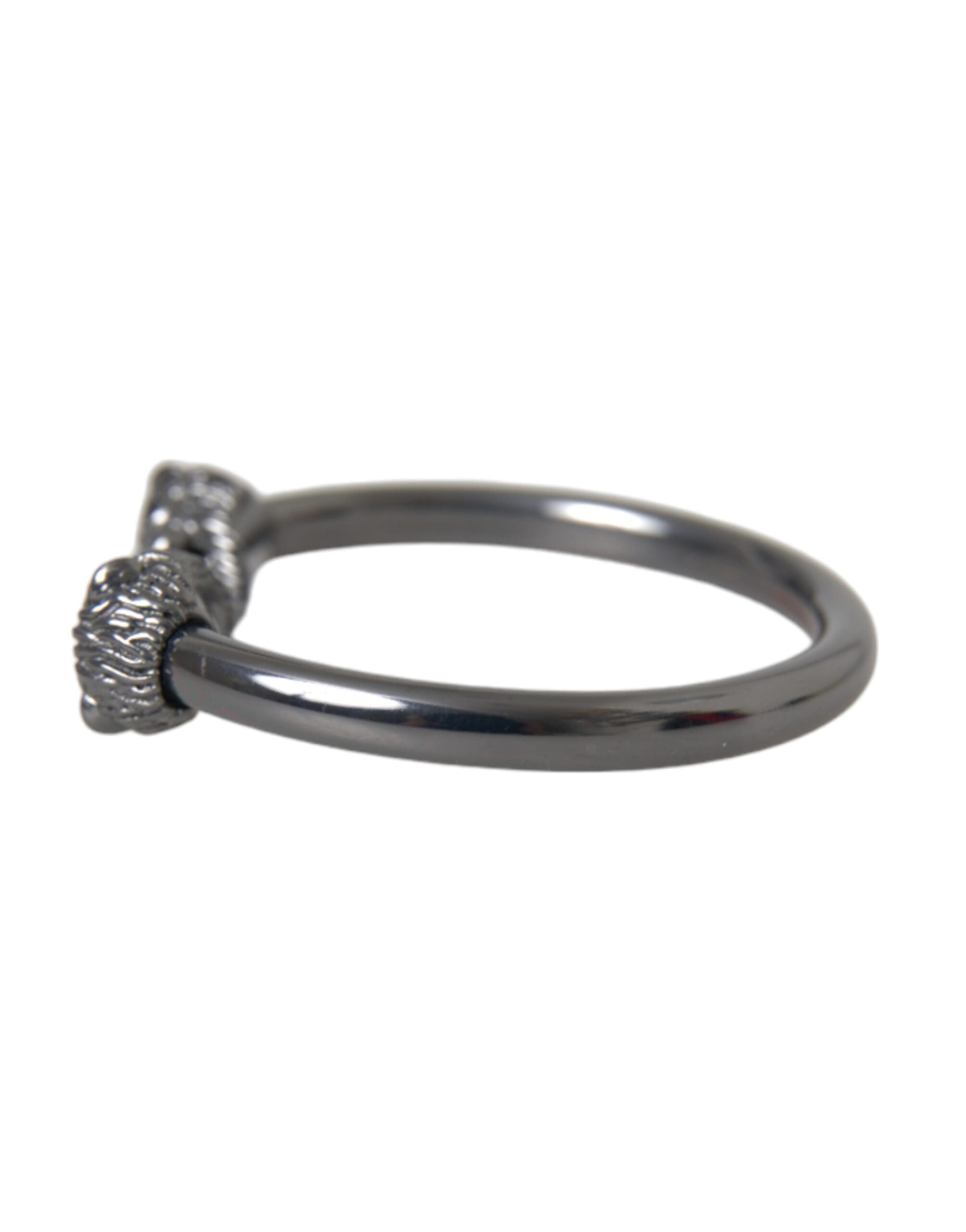 Bracelet jonc lion en rhodium noir Nialaya pour femme