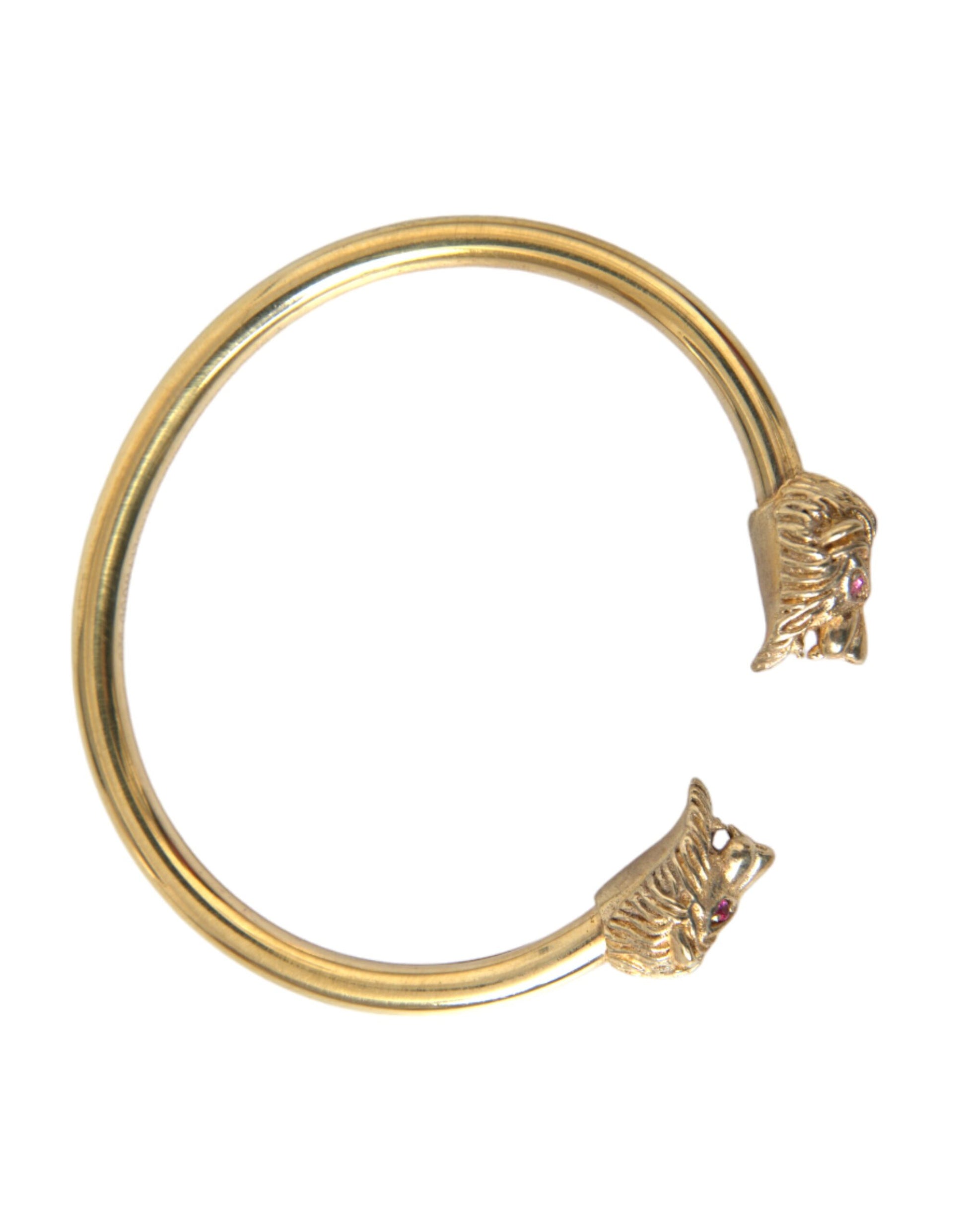 Bracelet jonc lion Nialaya en or et zircone cubique pour femme