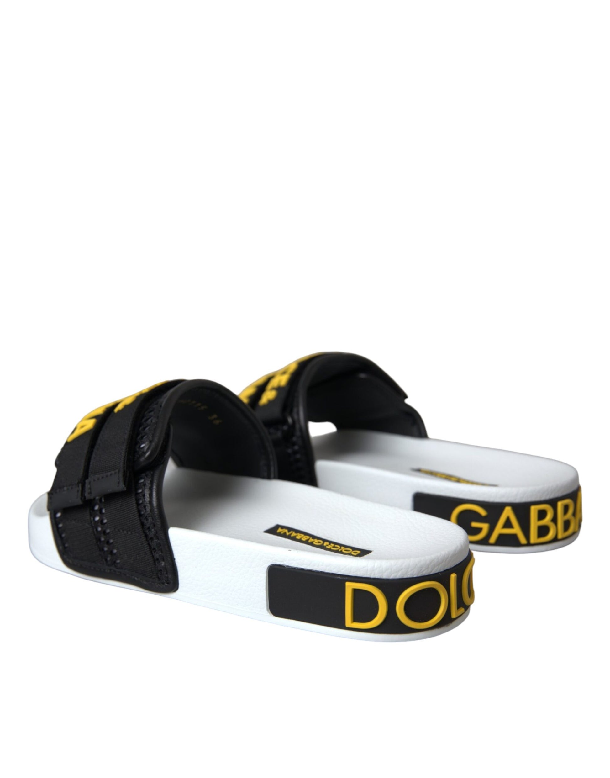 Chaussures plates et sandales de plage Dolce &amp; Gabbana avec logo blanc et noir