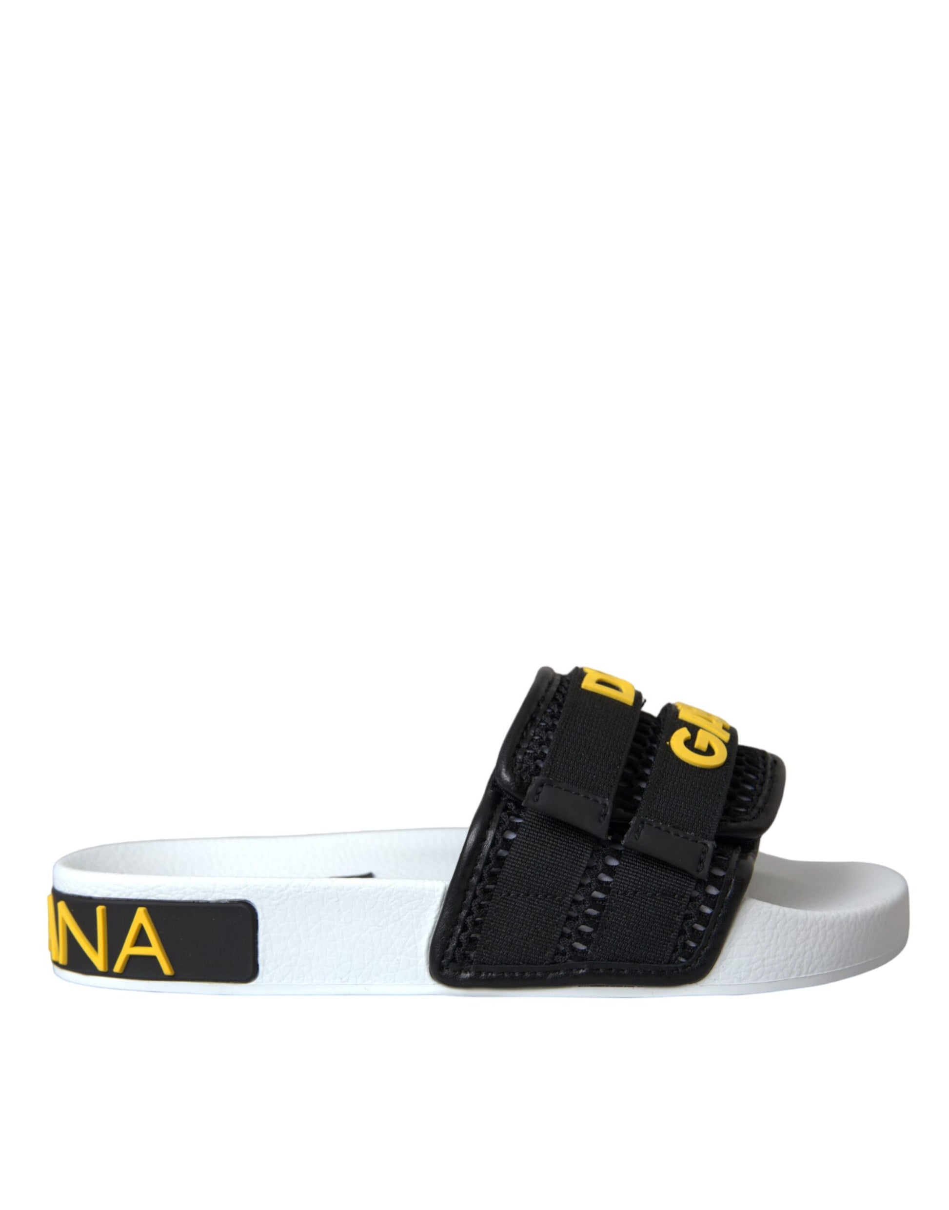 Chaussures plates et sandales de plage Dolce &amp; Gabbana avec logo blanc et noir