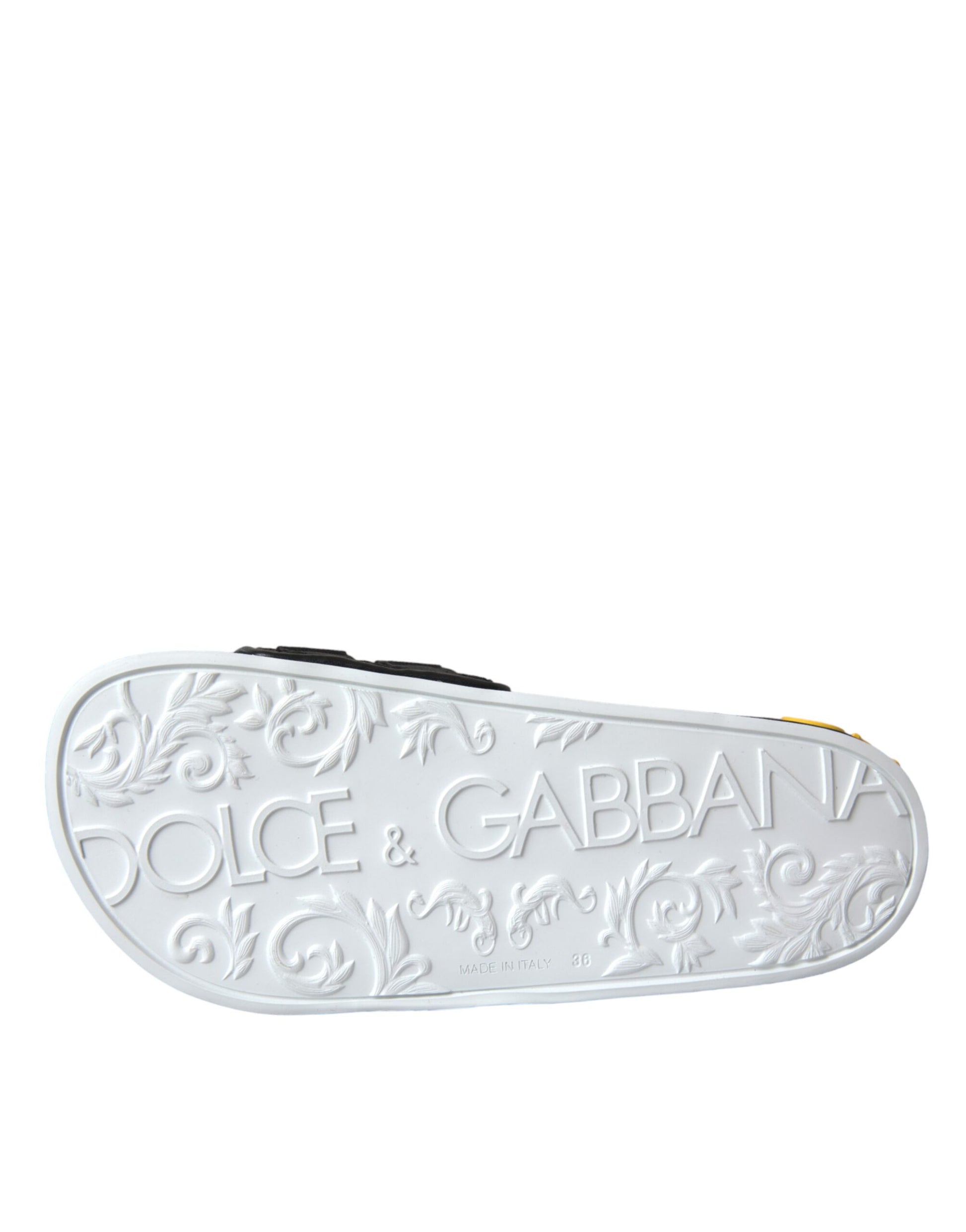 Chaussures plates et sandales de plage Dolce &amp; Gabbana avec logo blanc et noir