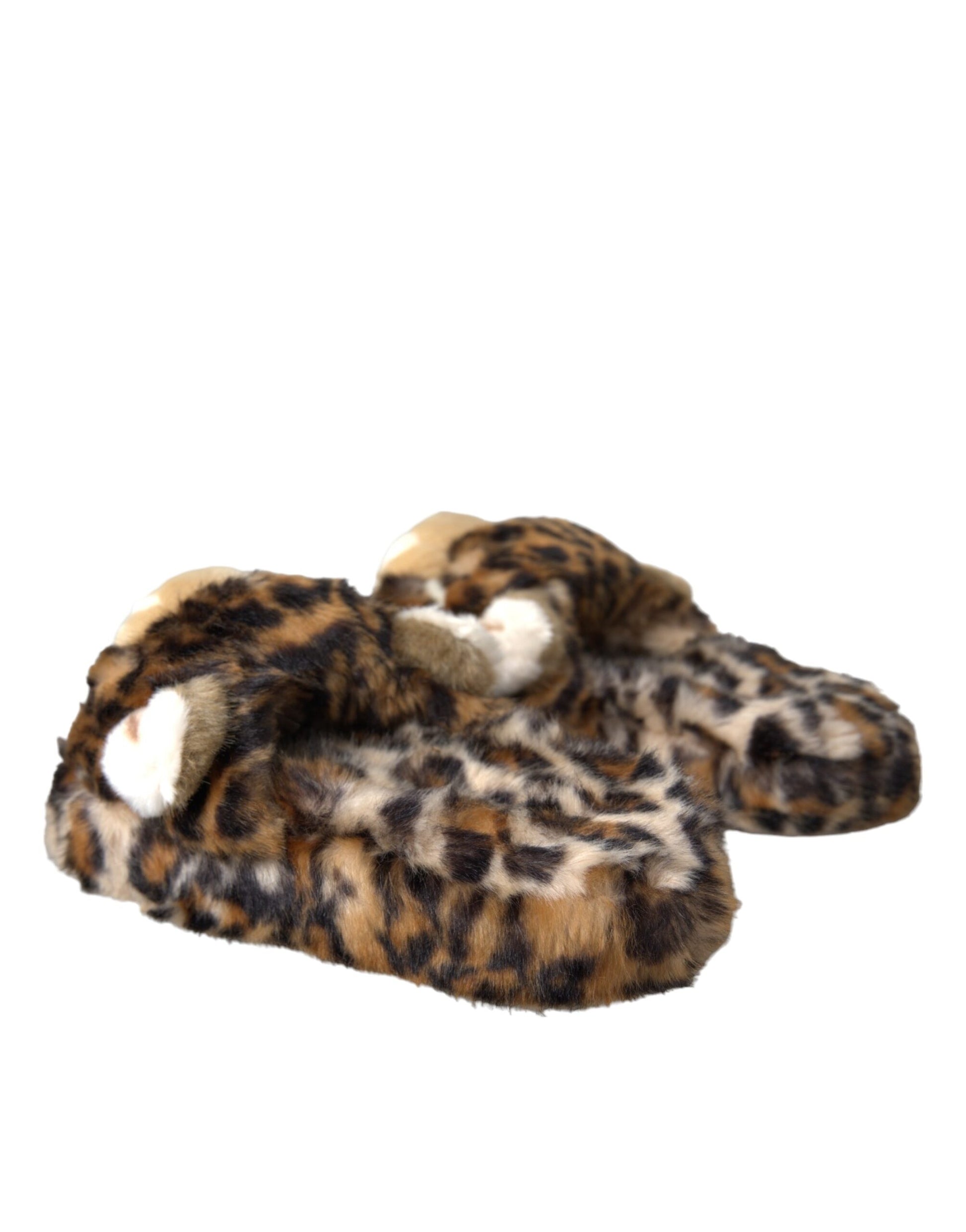 Dolce &amp; Gabbana Chaussons Tiger Marron Sandales Plates Chaussures