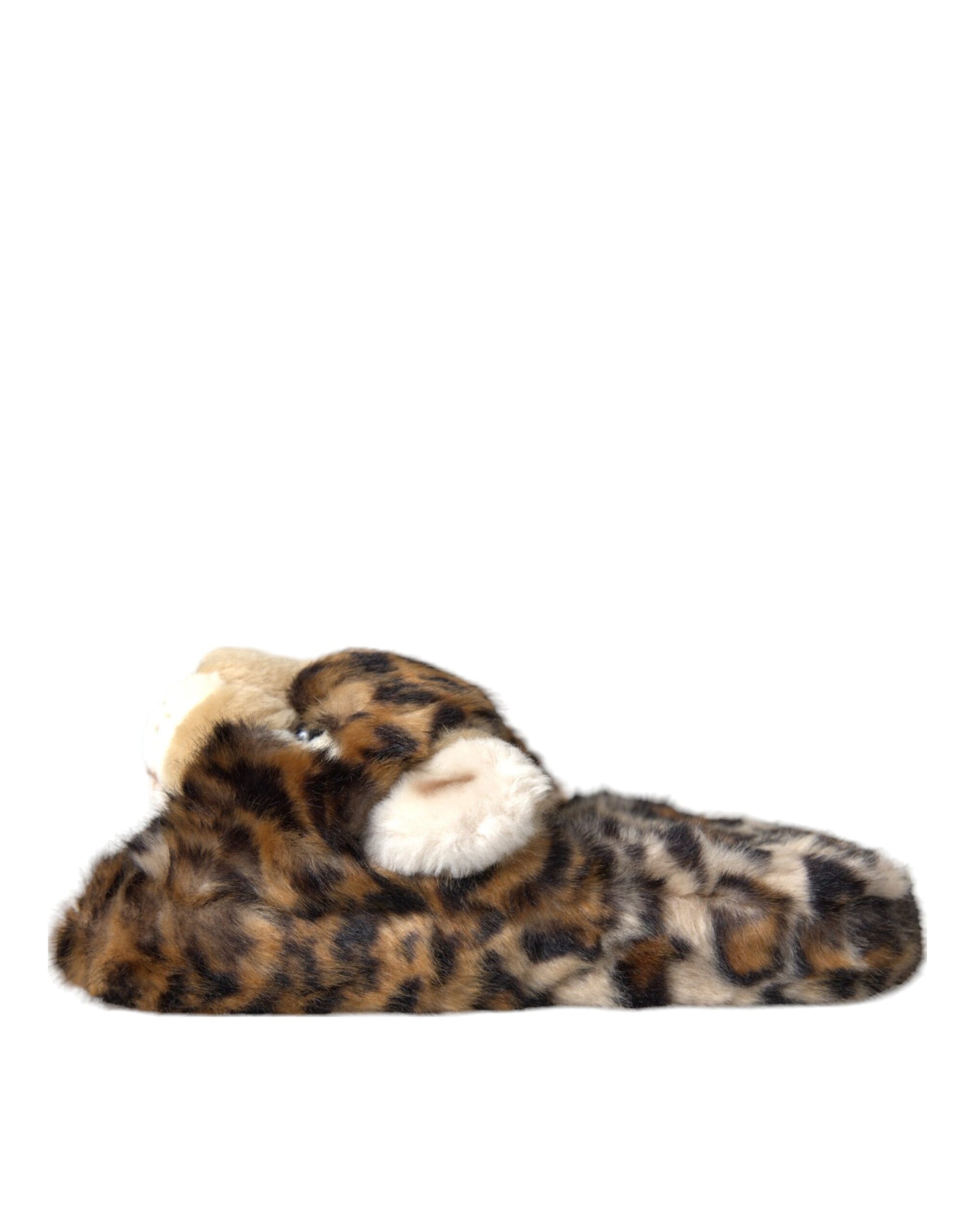 Dolce &amp; Gabbana Chaussons Tiger Marron Sandales Plates Chaussures