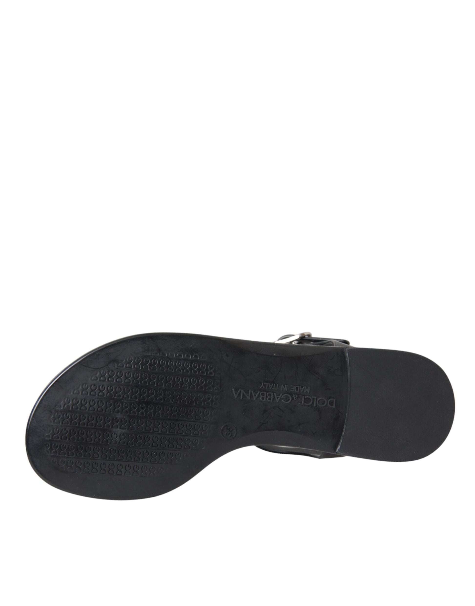 Dolce &amp; Gabbana Sandales plates en cristal noir Tongs Chaussures