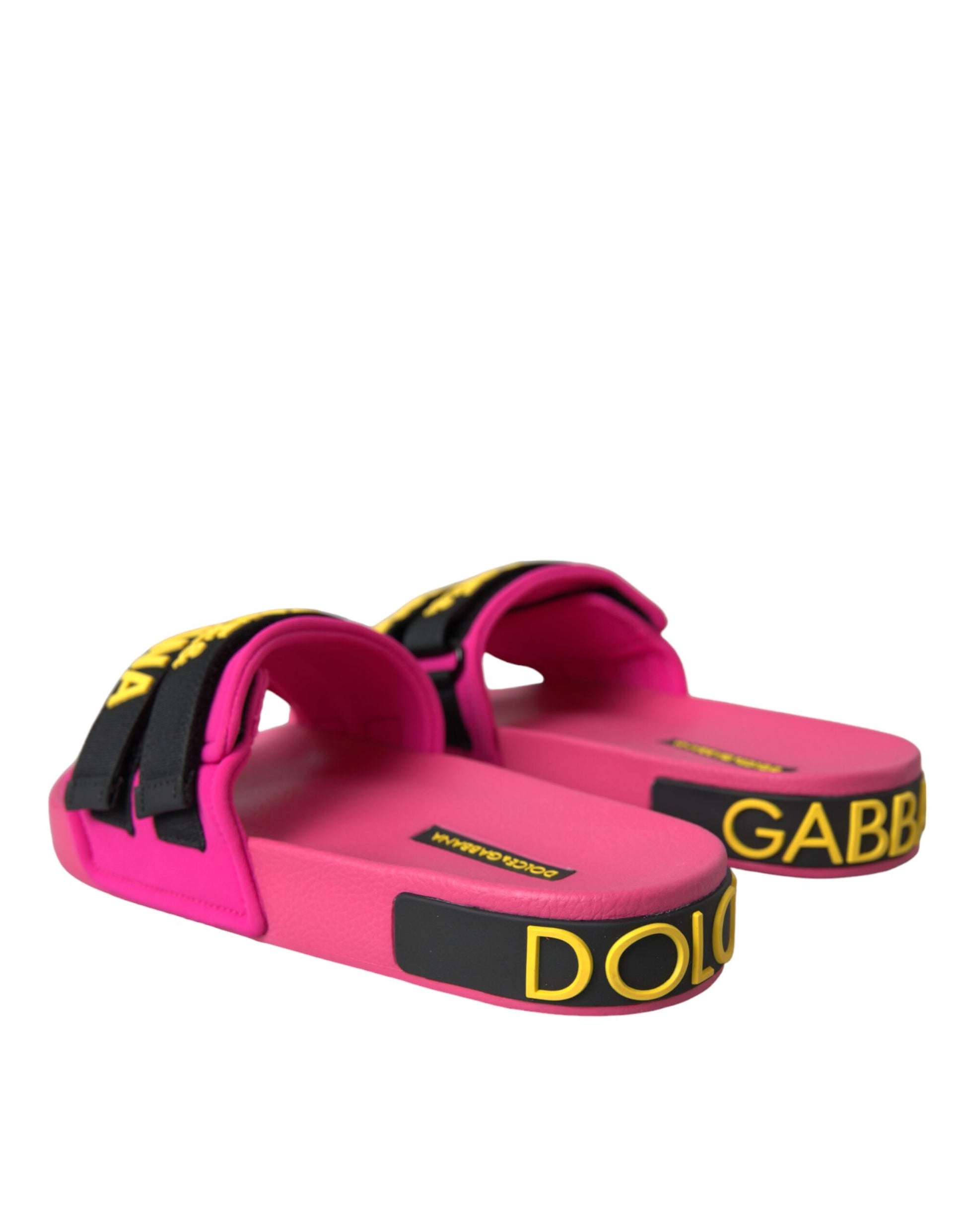 Chaussures plates et sandales de plage Dolce &amp; Gabbana avec logo rose et noir