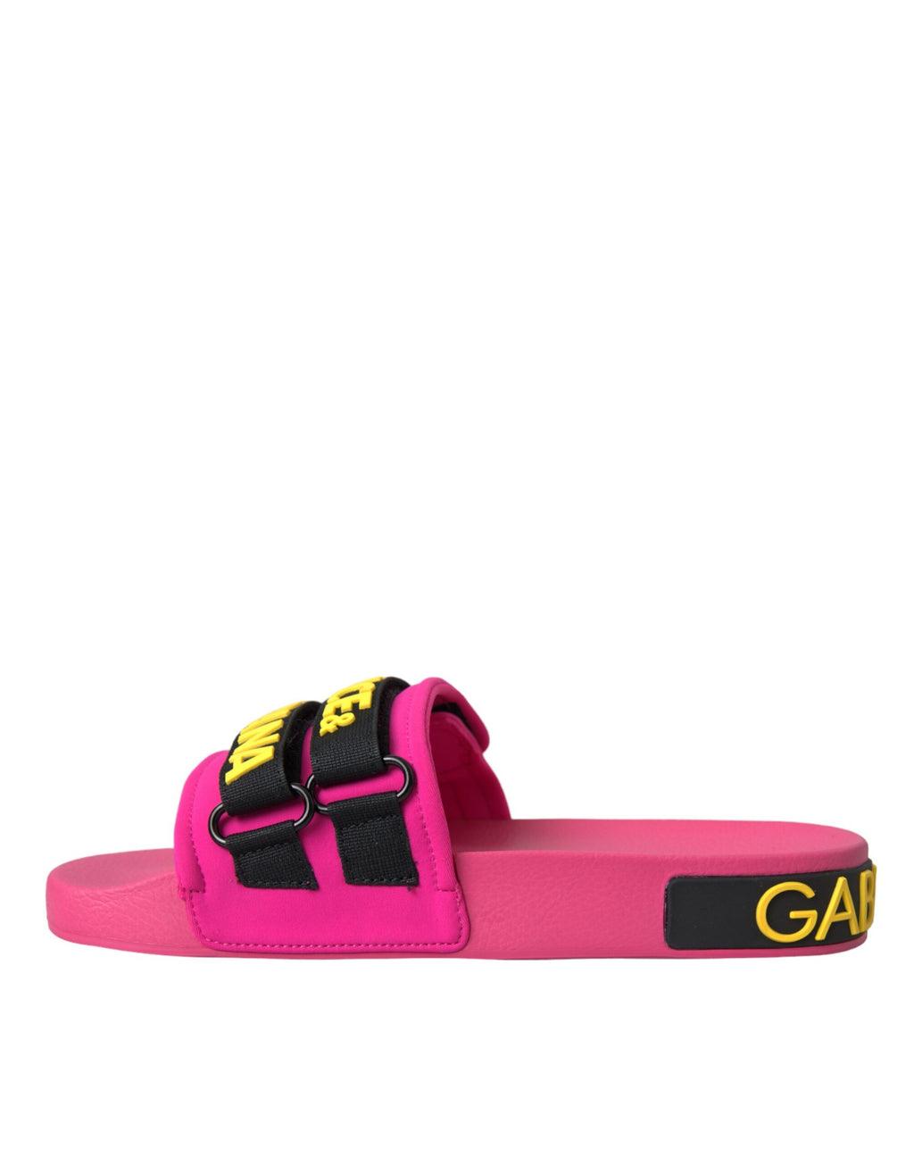 Chaussures plates et sandales de plage Dolce &amp; Gabbana avec logo rose et noir