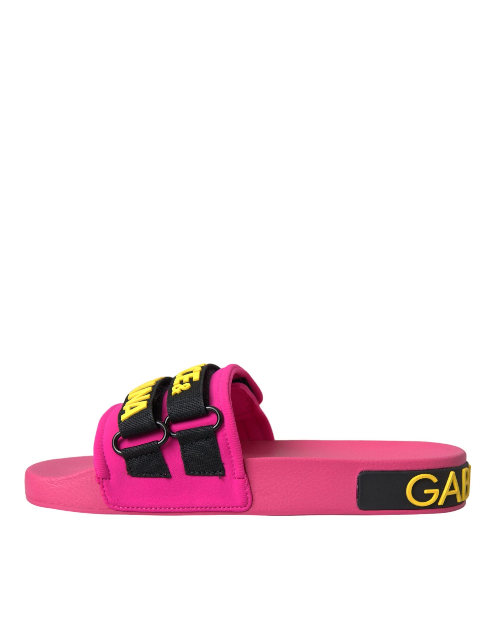 Chaussures plates et sandales de plage Dolce &amp; Gabbana avec logo rose et noir