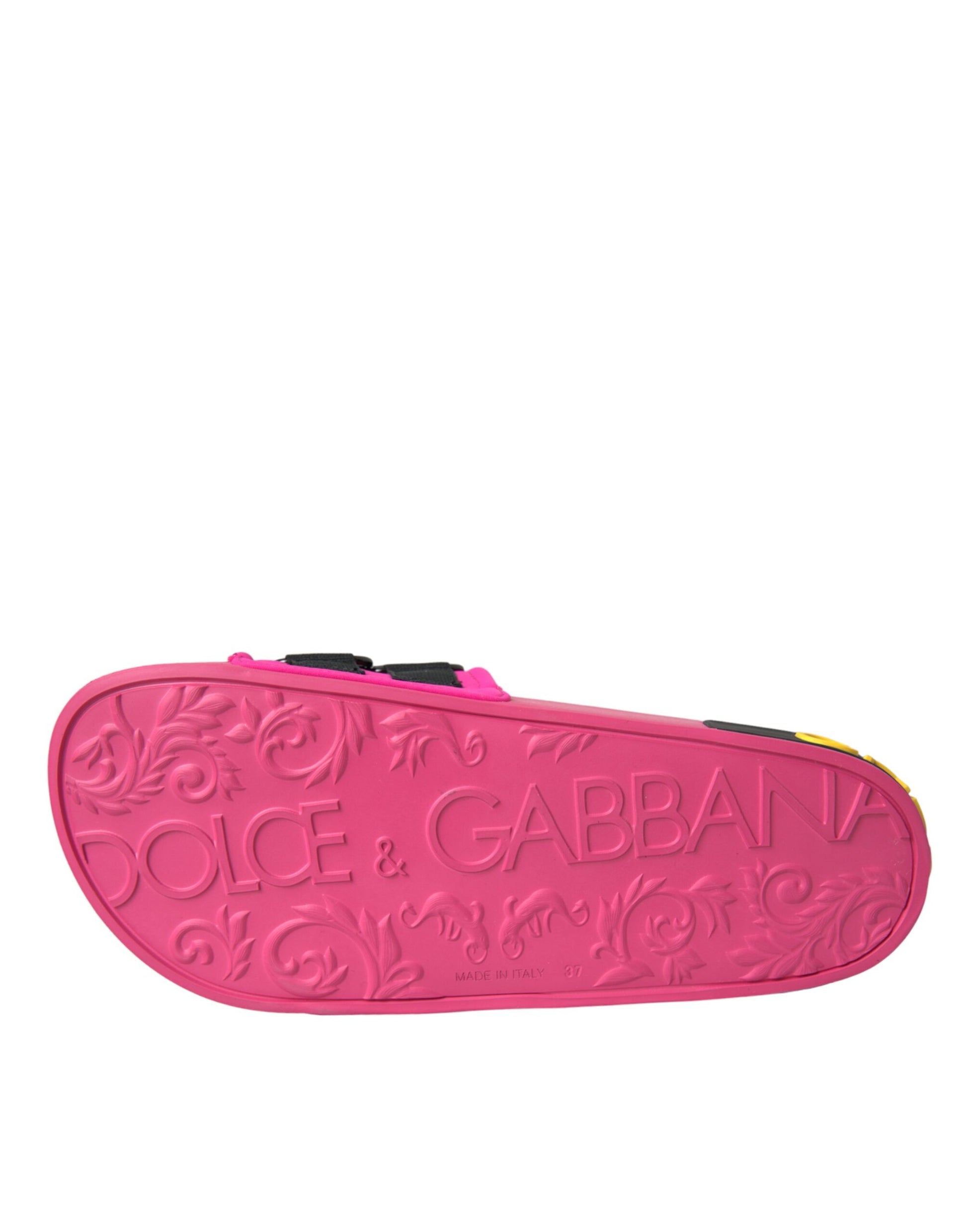 Chaussures plates et sandales de plage Dolce &amp; Gabbana avec logo rose et noir