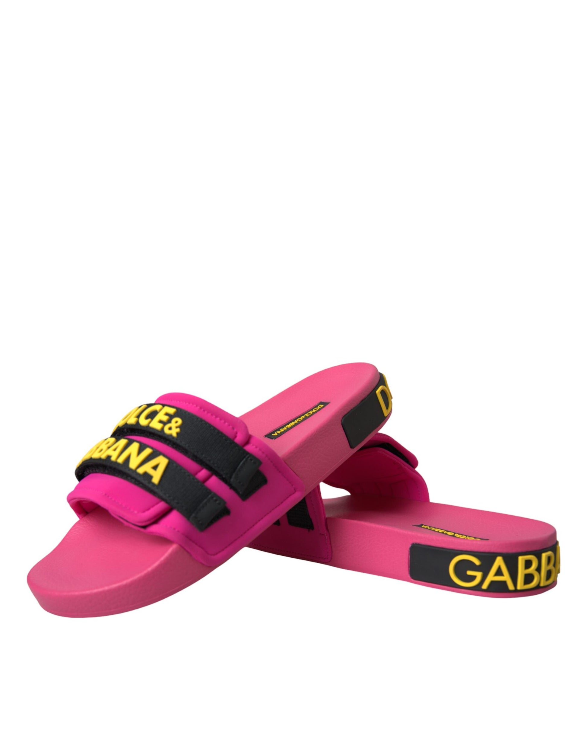 Chaussures plates et sandales de plage Dolce &amp; Gabbana avec logo rose et noir