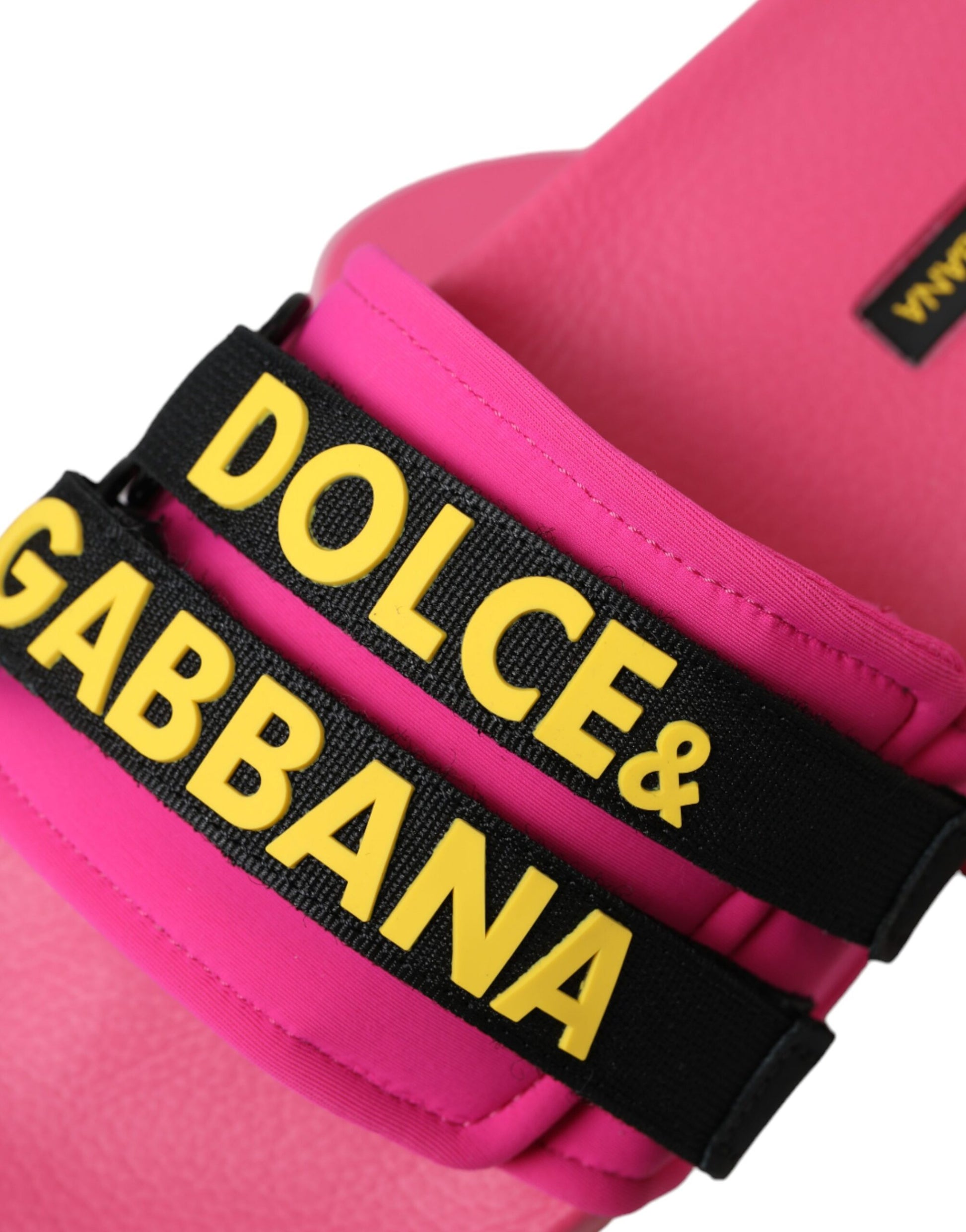 Chaussures plates et sandales de plage Dolce &amp; Gabbana avec logo rose et noir