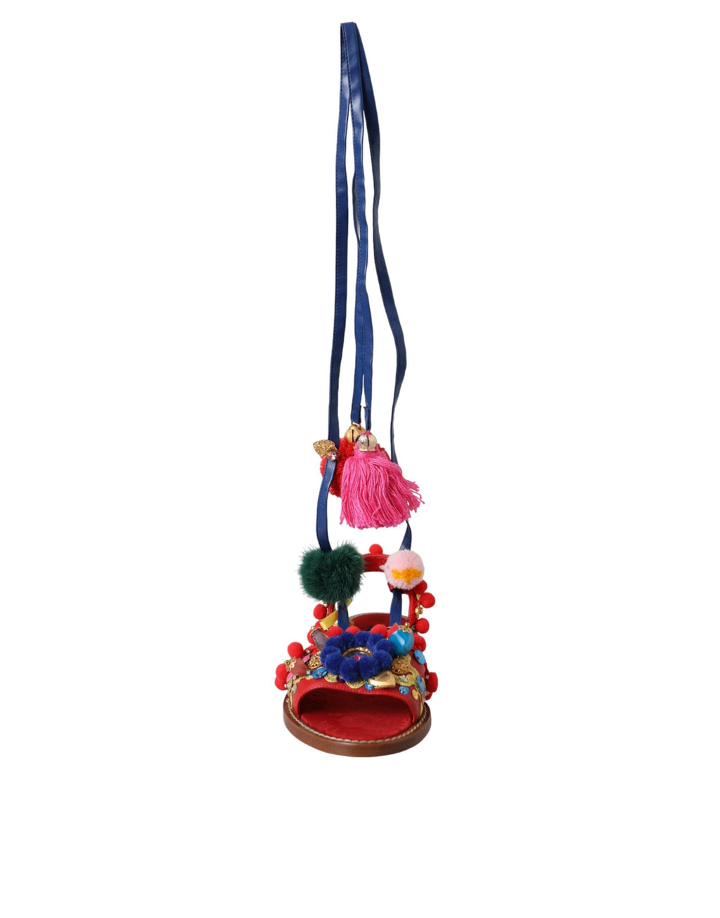 Sandales à pompons multicolores en fourrure Dolce &amp; Gabbana
