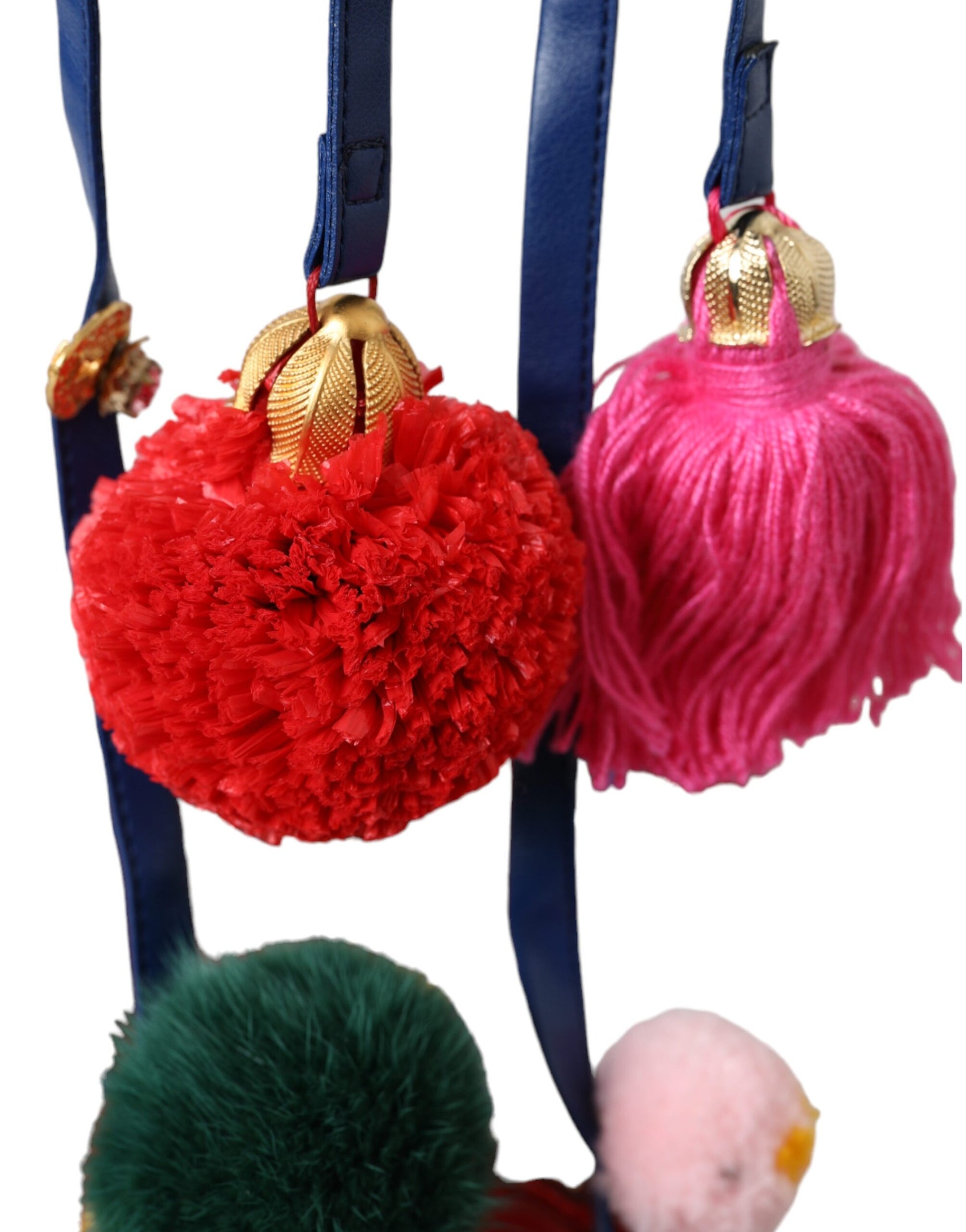 Sandales à pompons multicolores en fourrure Dolce &amp; Gabbana