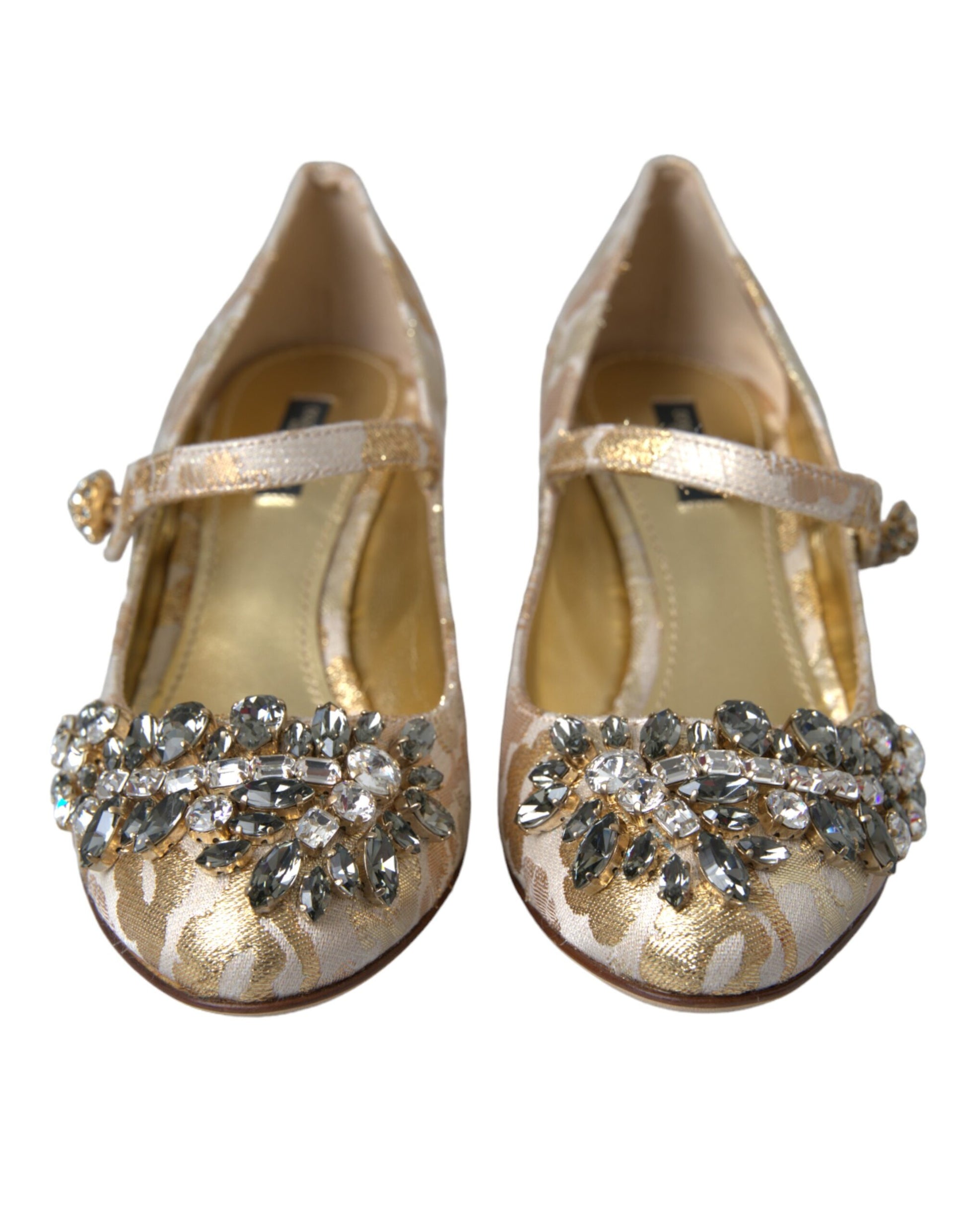 Escarpins Mary Janes Dolce &amp; Gabbana en jacquard doré et cristal