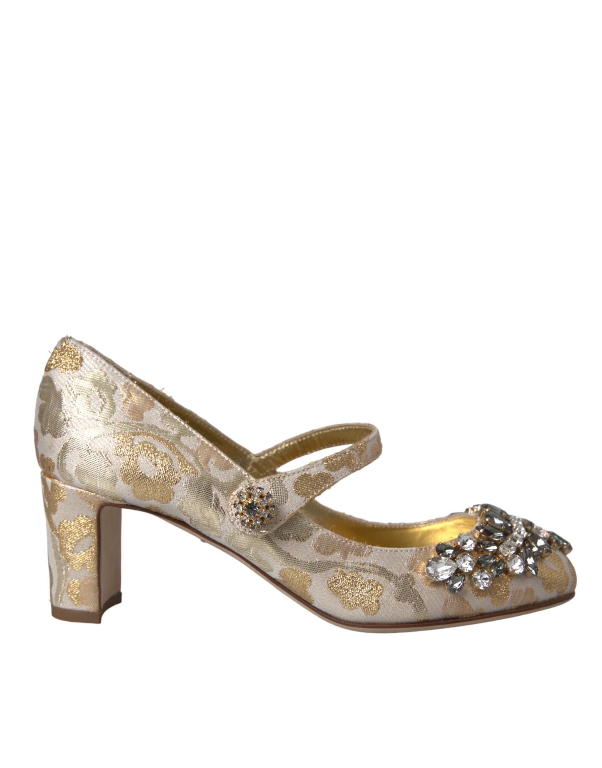 Escarpins Mary Janes Dolce &amp; Gabbana en jacquard doré et cristal