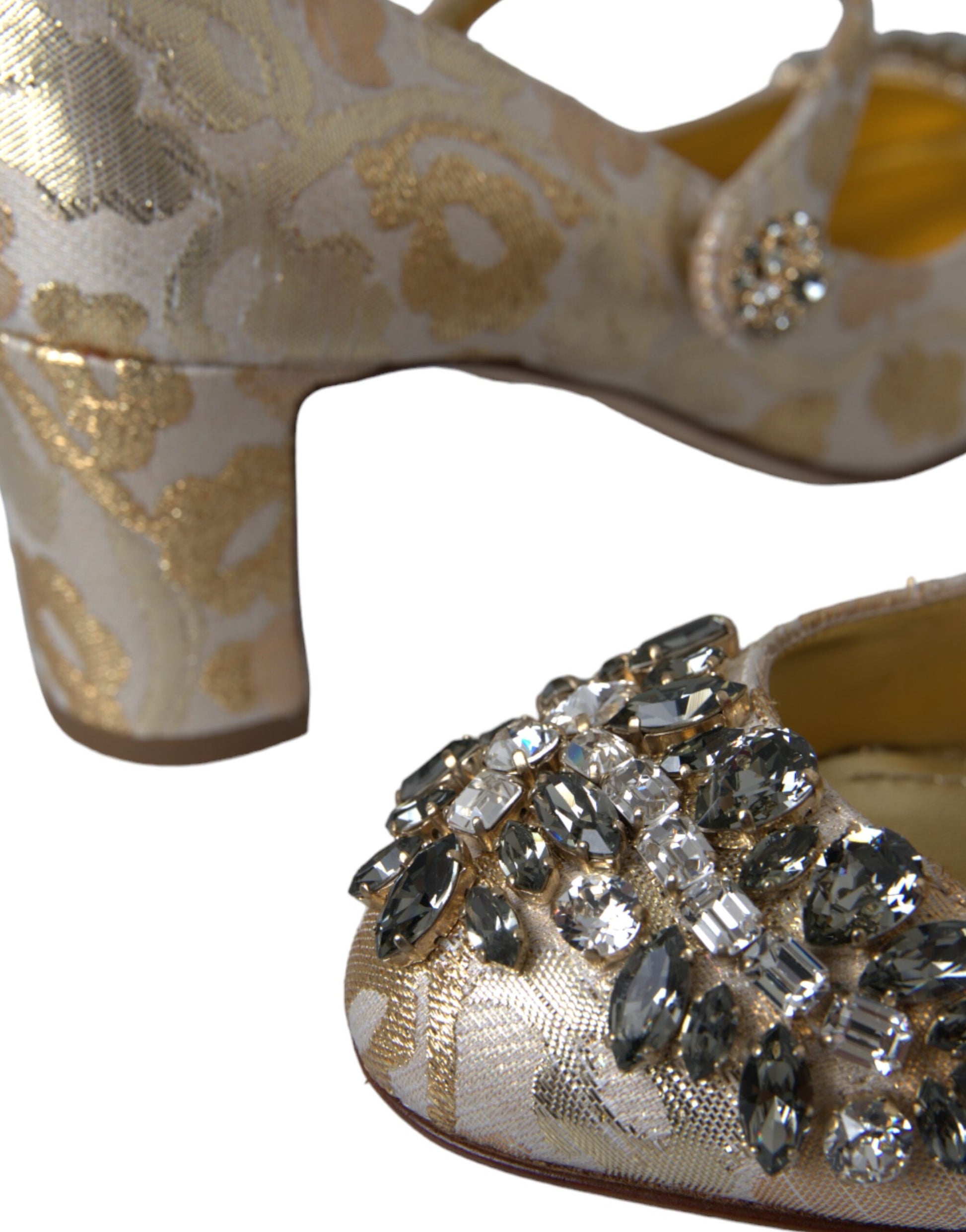 Escarpins Mary Janes Dolce &amp; Gabbana en jacquard doré et cristal