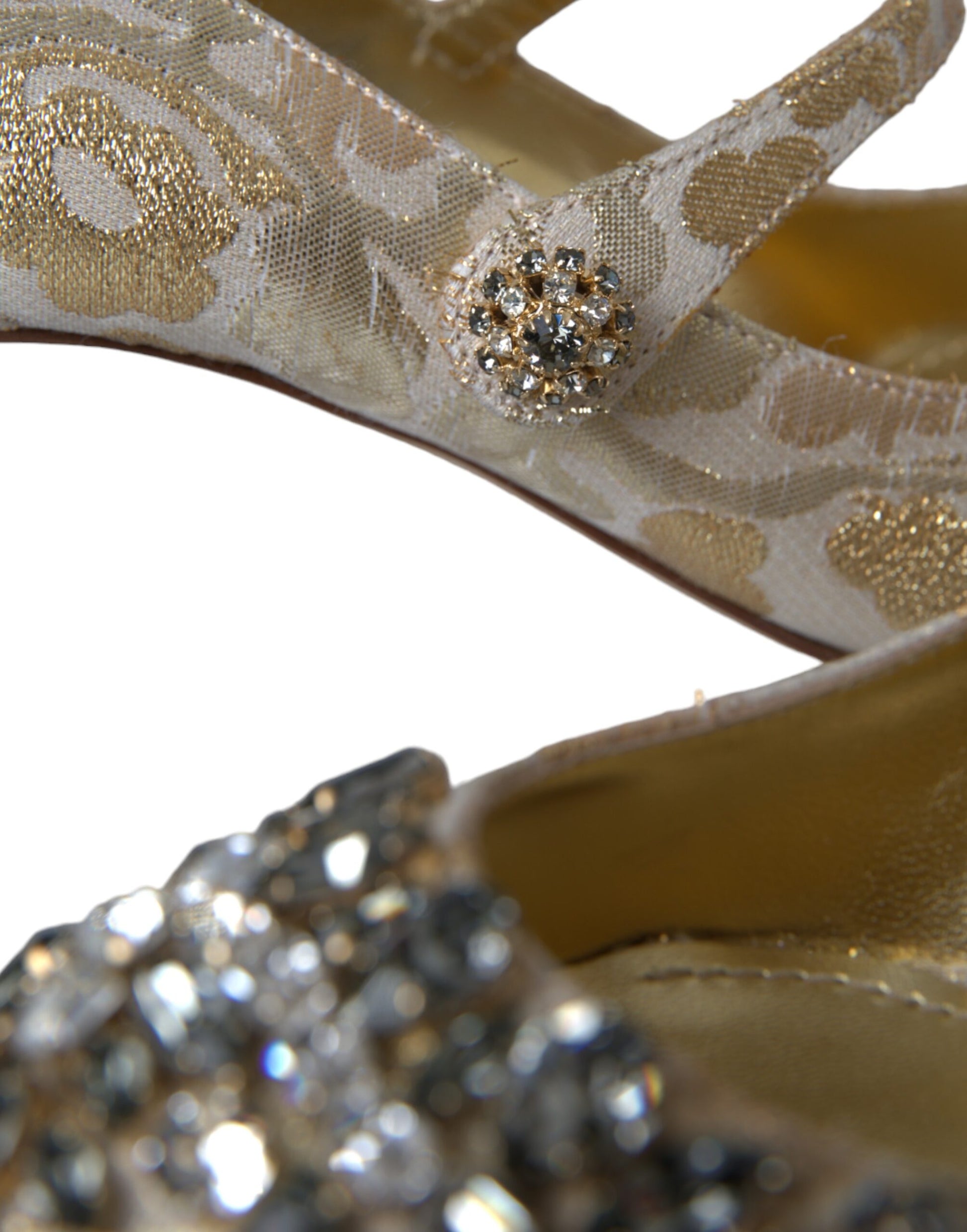 Escarpins Mary Janes Dolce &amp; Gabbana en jacquard doré et cristal