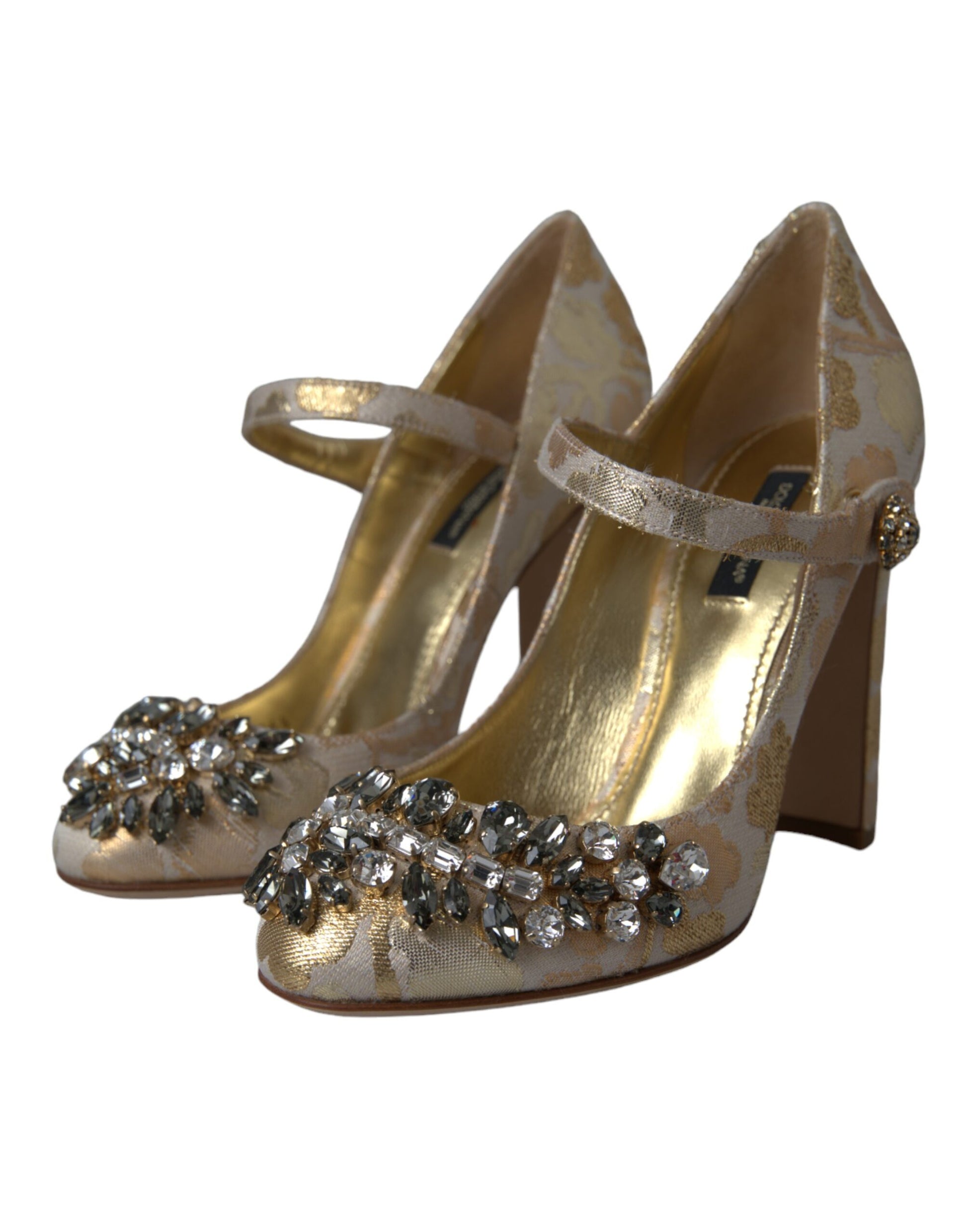Escarpins Mary Janes Dolce &amp; Gabbana en jacquard doré et cristal