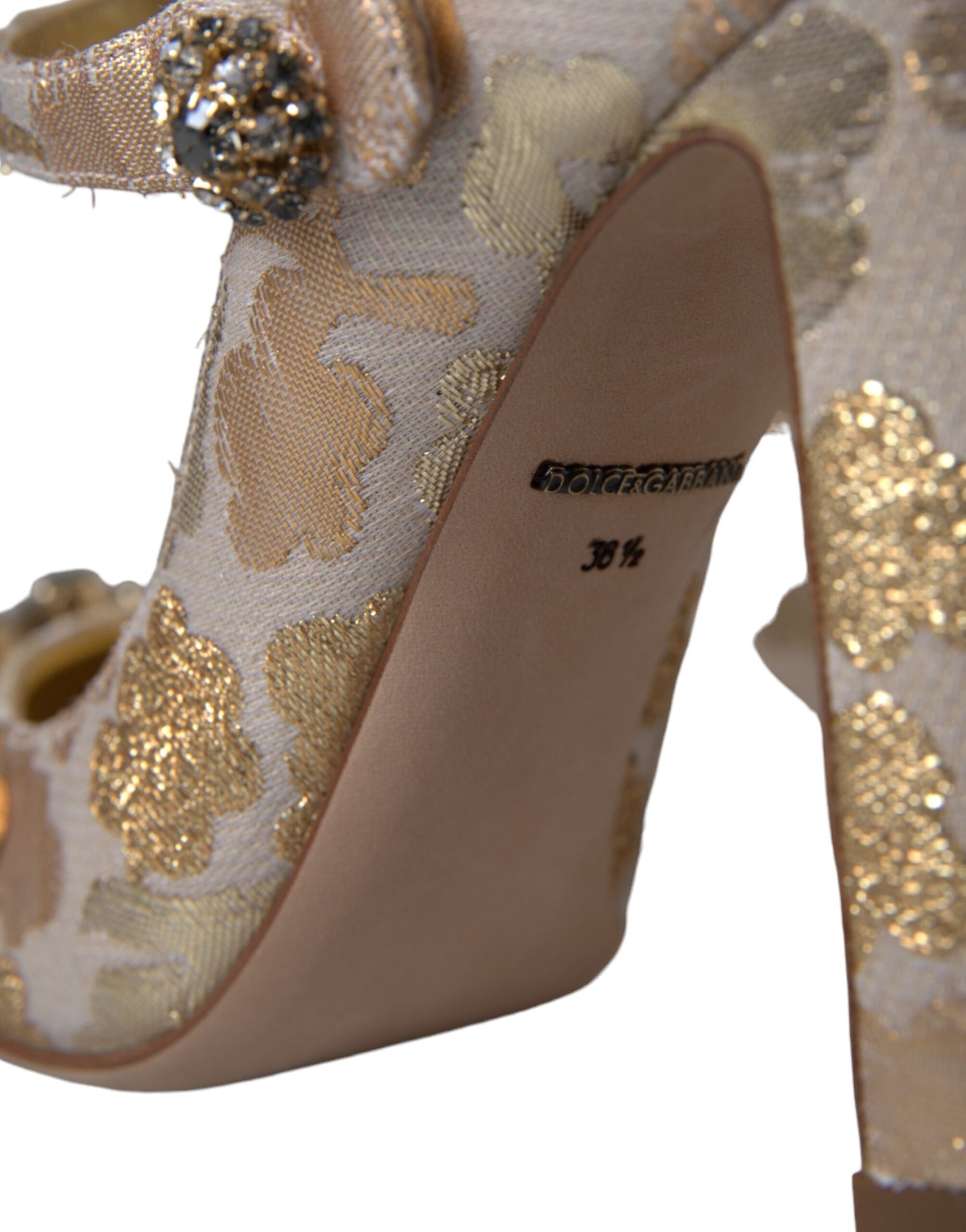 Escarpins Mary Janes Dolce &amp; Gabbana en jacquard doré et cristal