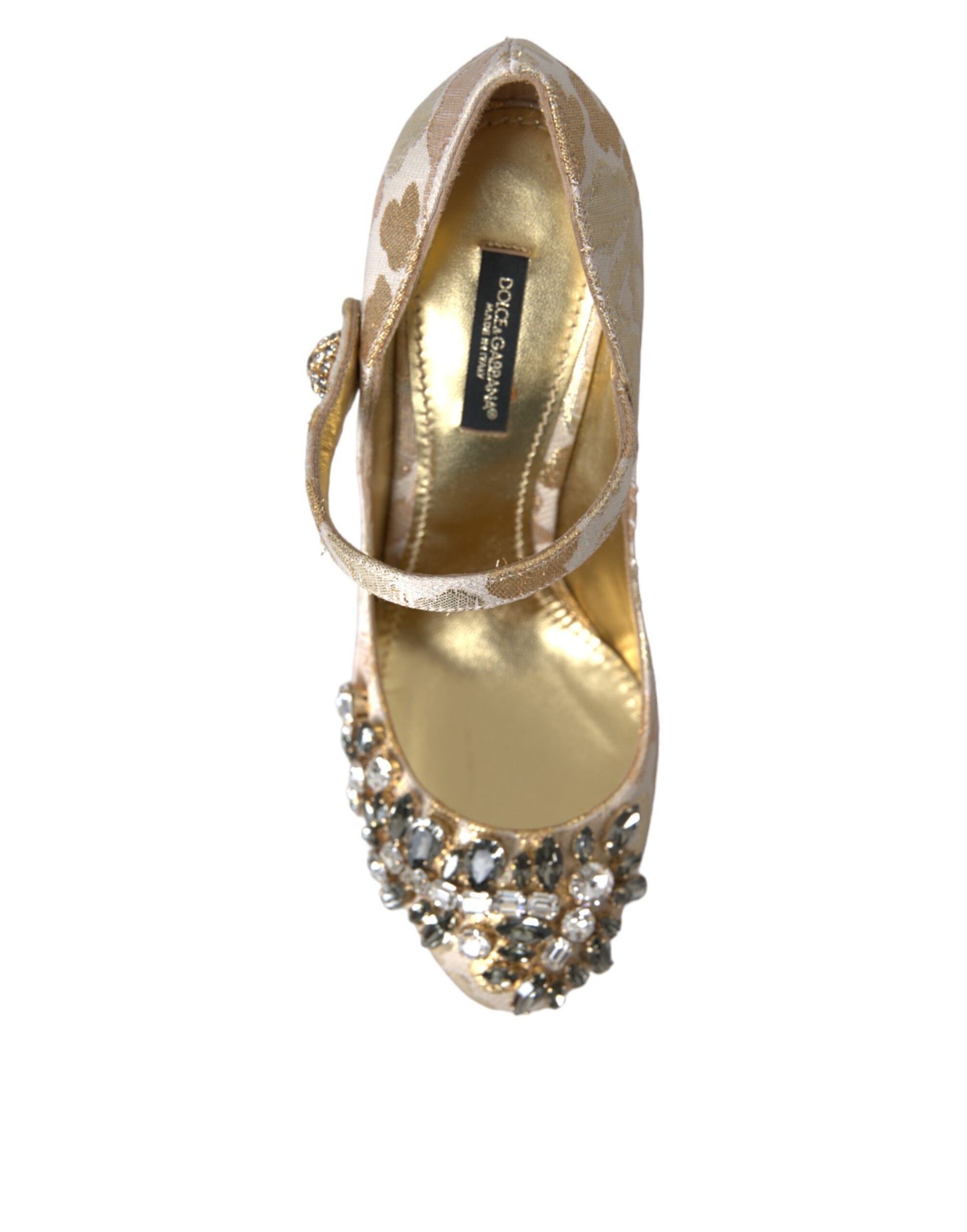 Escarpins Mary Janes Dolce &amp; Gabbana en jacquard doré et cristal