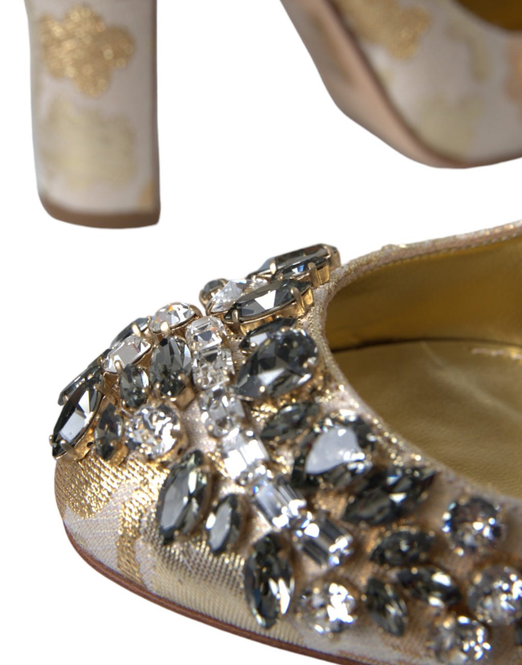 Escarpins Mary Janes Dolce &amp; Gabbana en jacquard doré et cristal