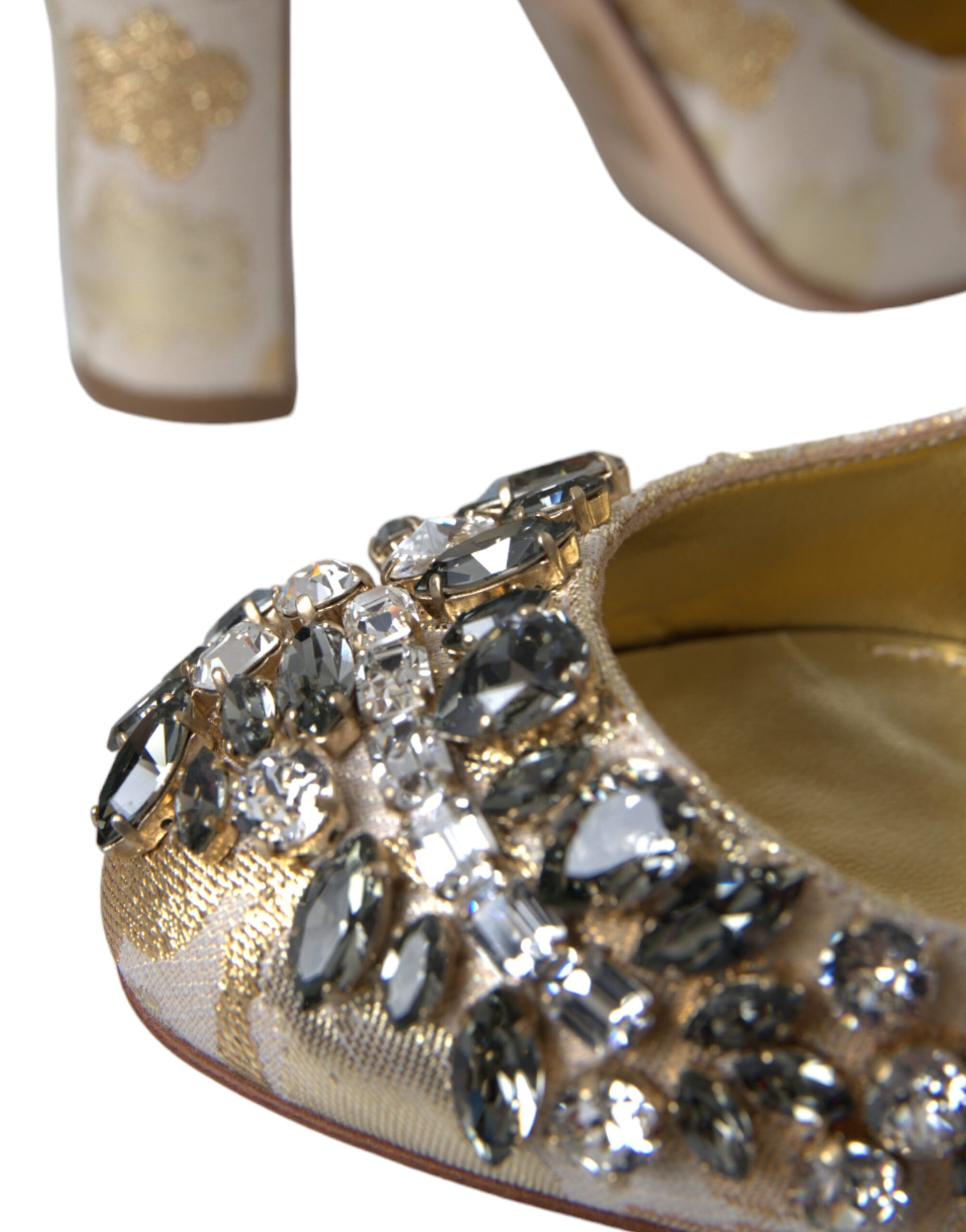 Escarpins Mary Janes Dolce &amp; Gabbana en jacquard doré et cristal
