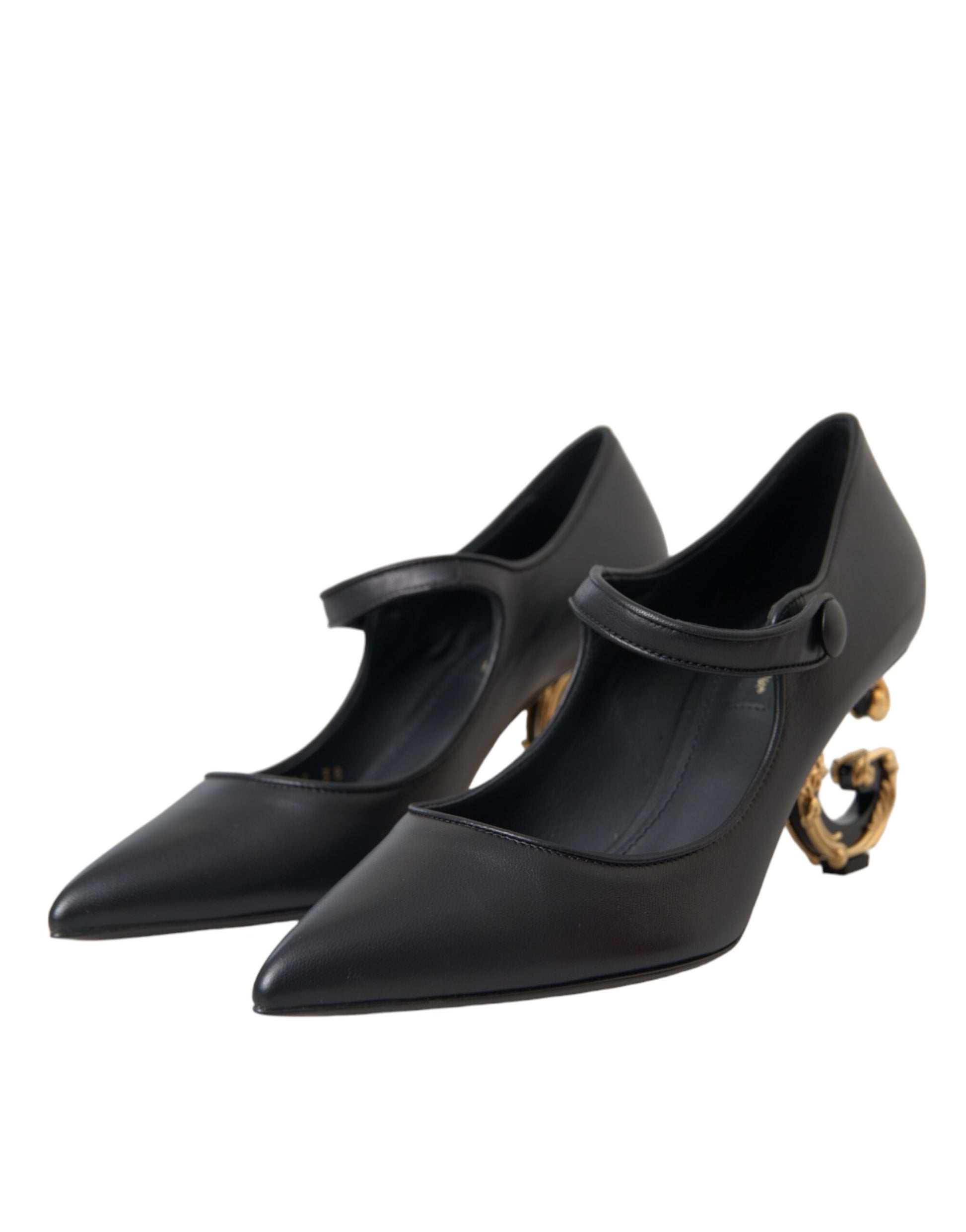 Escarpins Mary Janes en cuir noir avec logo Dolce &amp; Gabbana