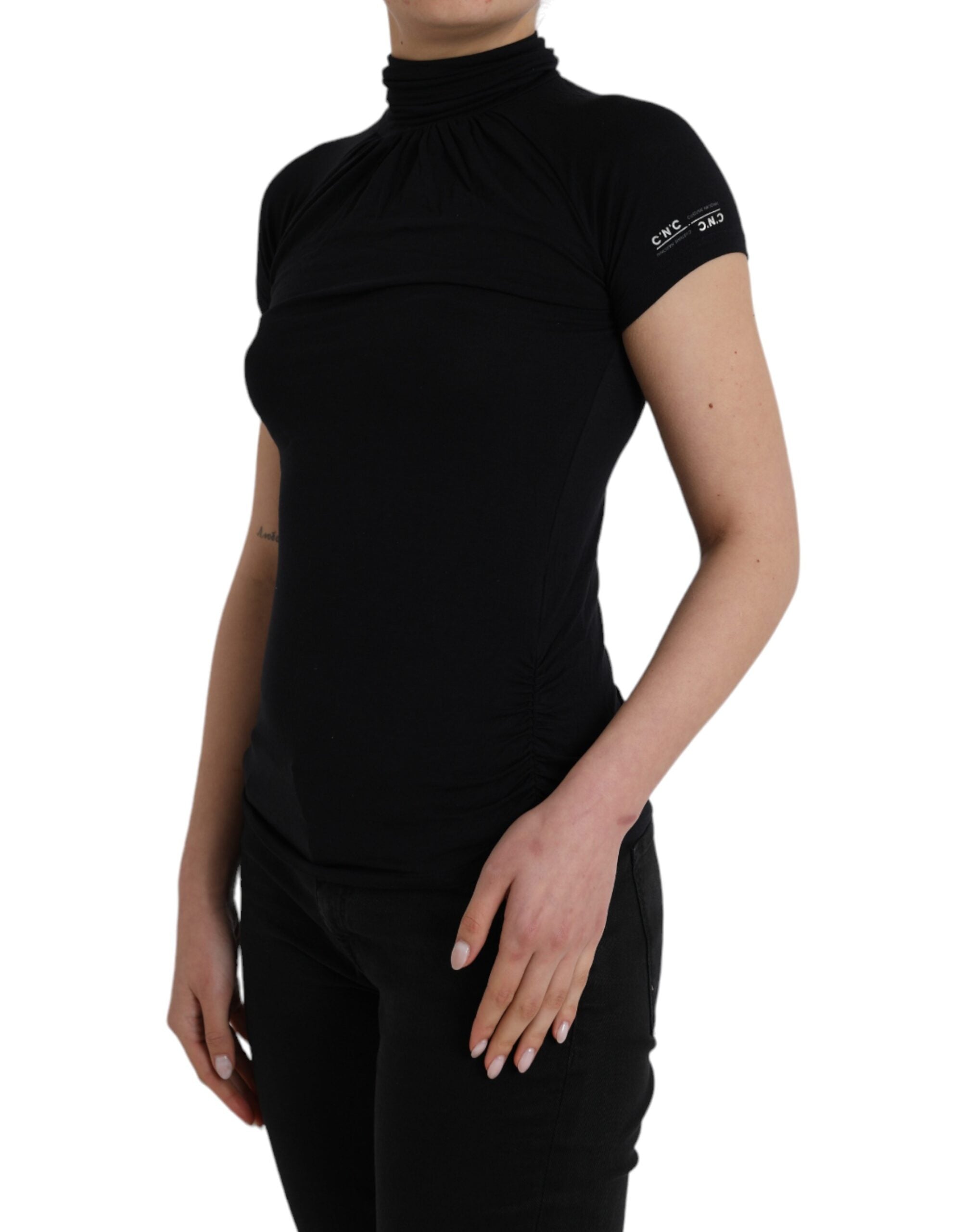 Haut à manches courtes et col roulé en viscose noire Costume National