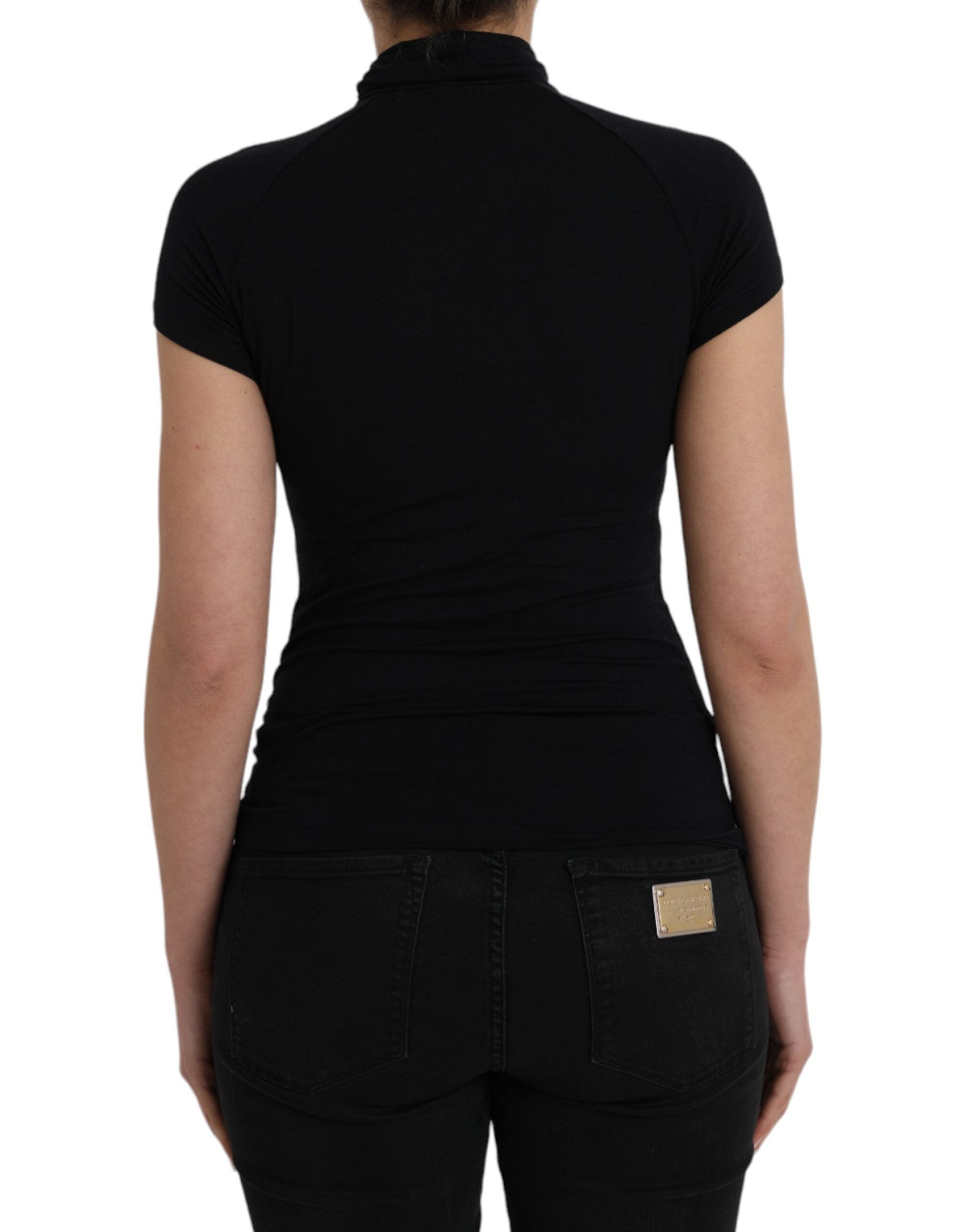 Haut à manches courtes et col roulé en viscose noire Costume National