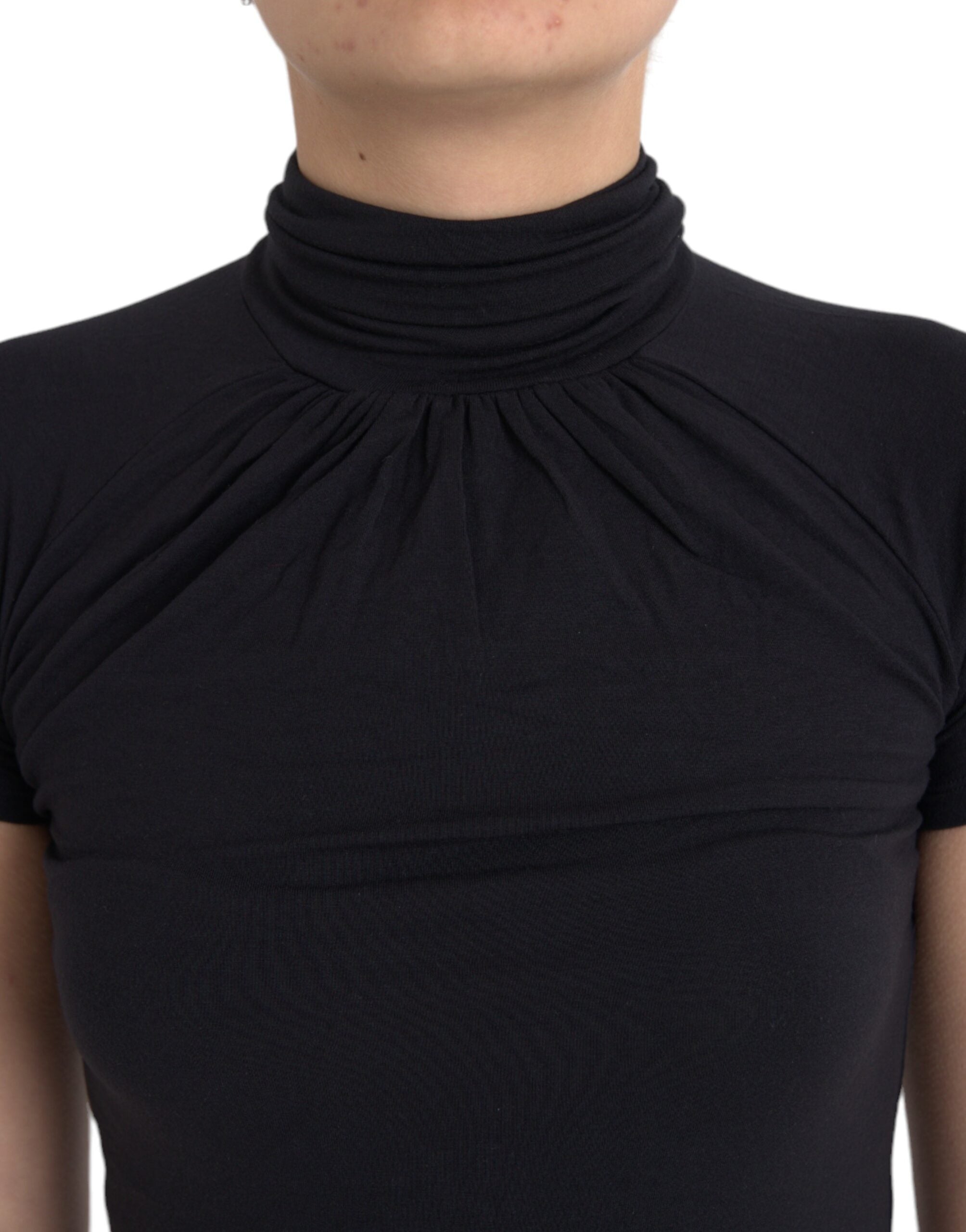 Haut à manches courtes et col roulé en viscose noire Costume National