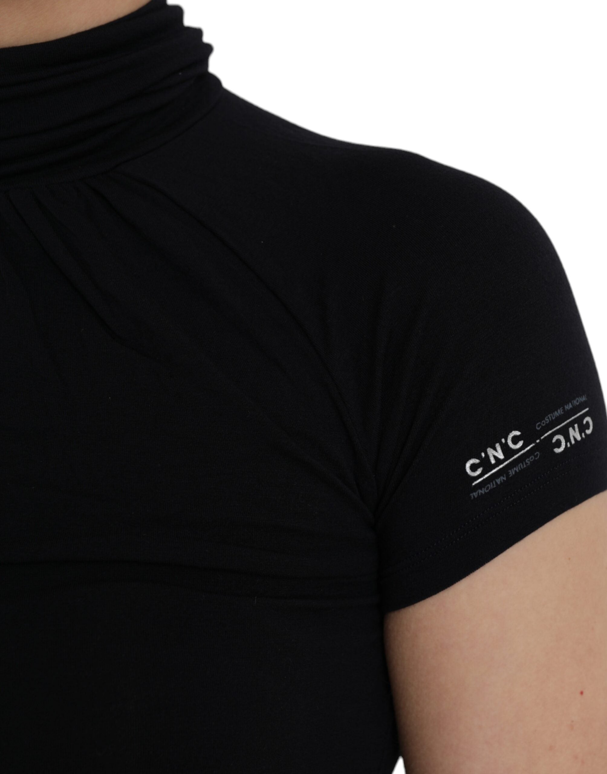 Haut à manches courtes et col roulé en viscose noire Costume National