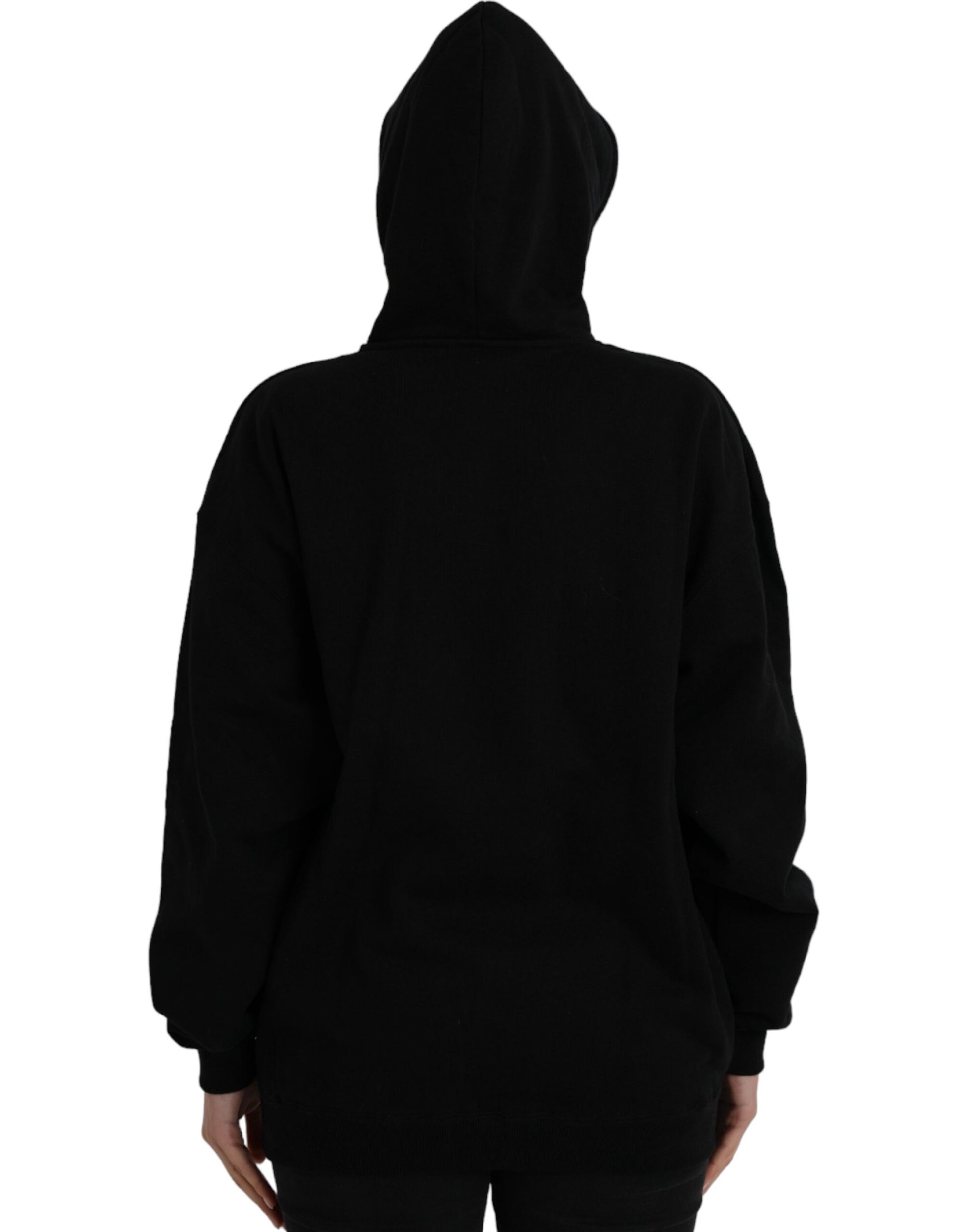 Pull-over à capuche en coton noir avec logo Balenciaga