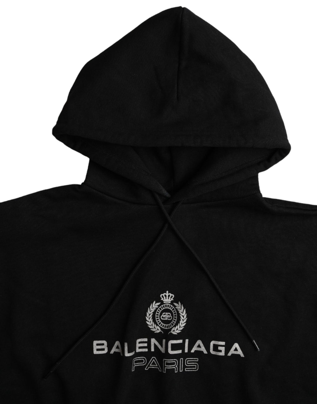 Pull-over à capuche en coton noir avec logo Balenciaga