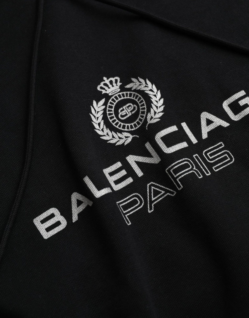 Pull-over à capuche en coton noir avec logo Balenciaga