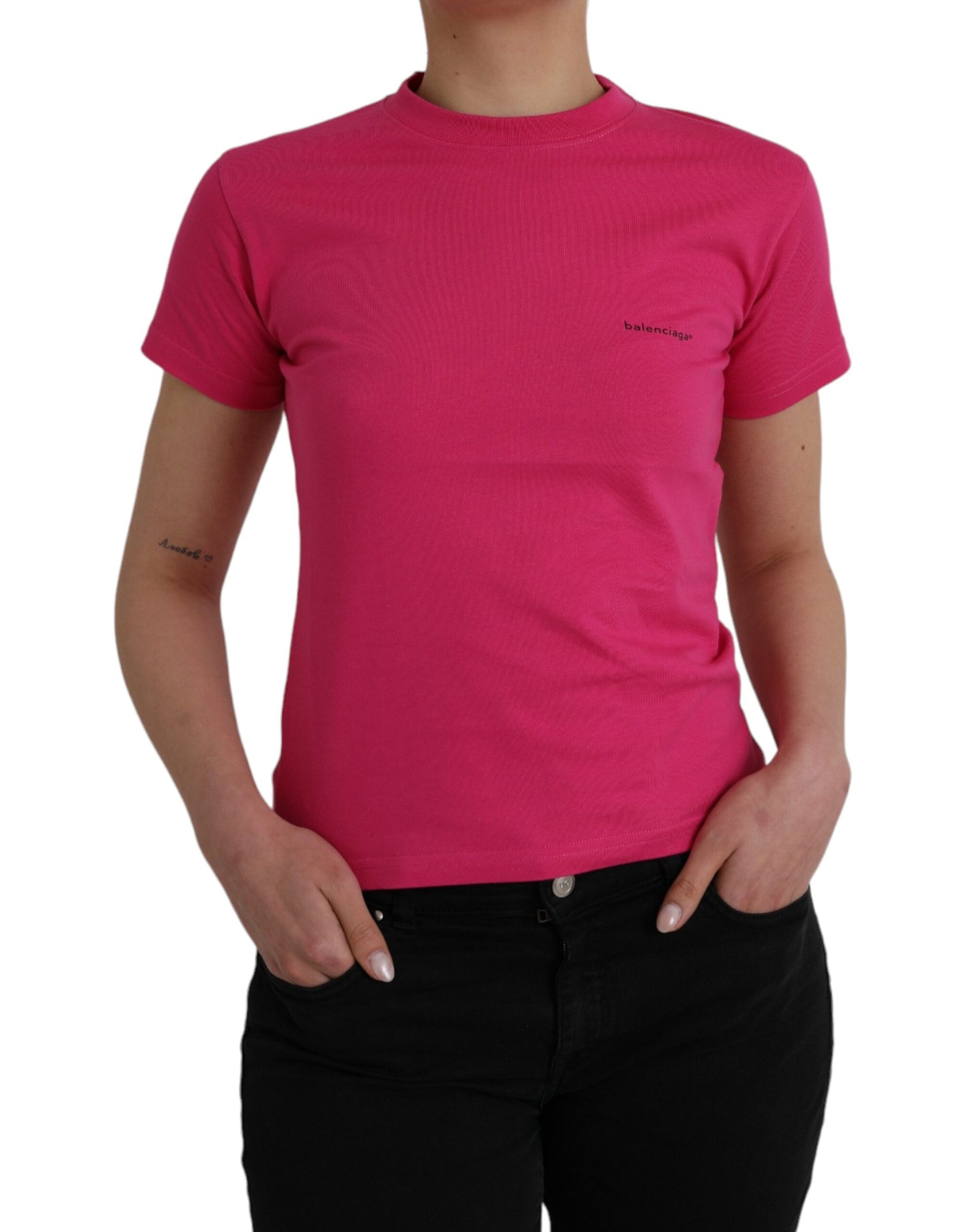 T-shirt Balenciaga à manches courtes et col rond en coton rose