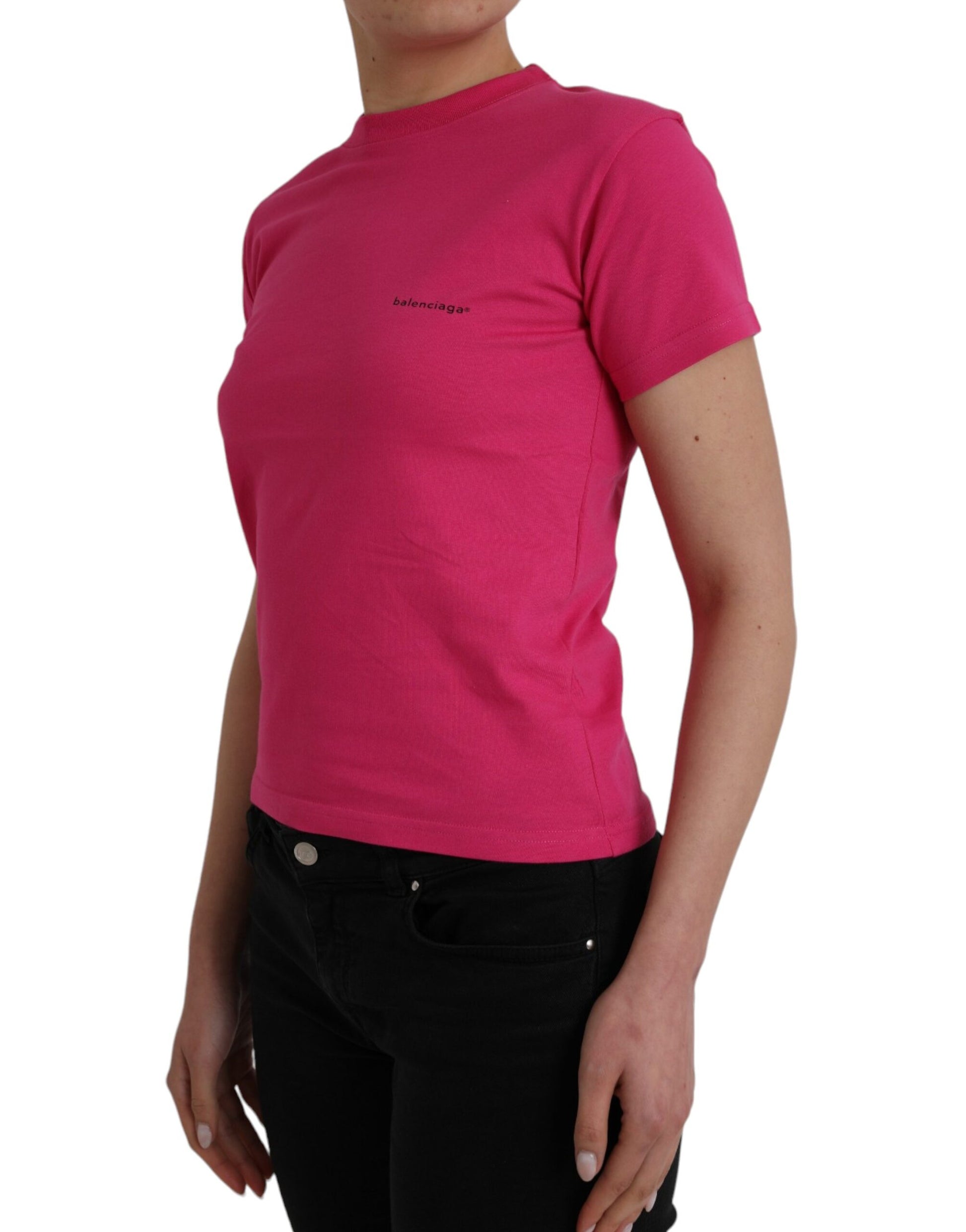 T-shirt Balenciaga à manches courtes et col rond en coton rose