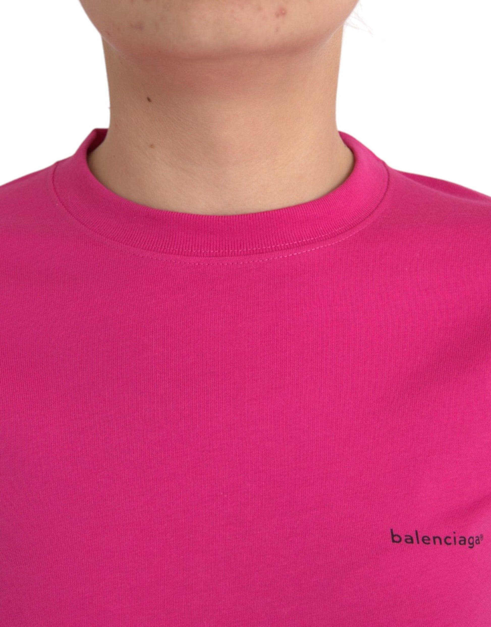 T-shirt Balenciaga à manches courtes et col rond en coton rose