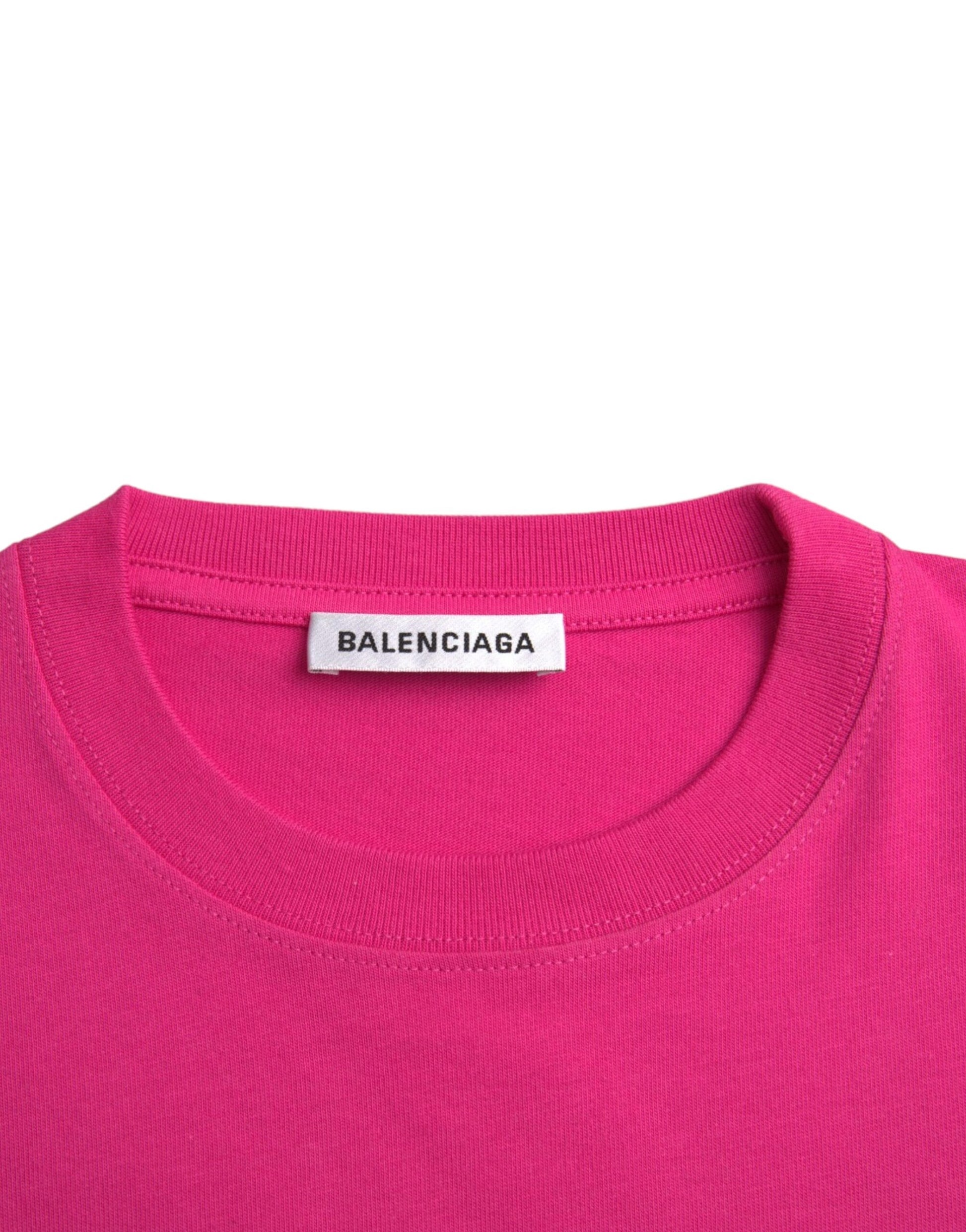 T-shirt Balenciaga à manches courtes et col rond en coton rose