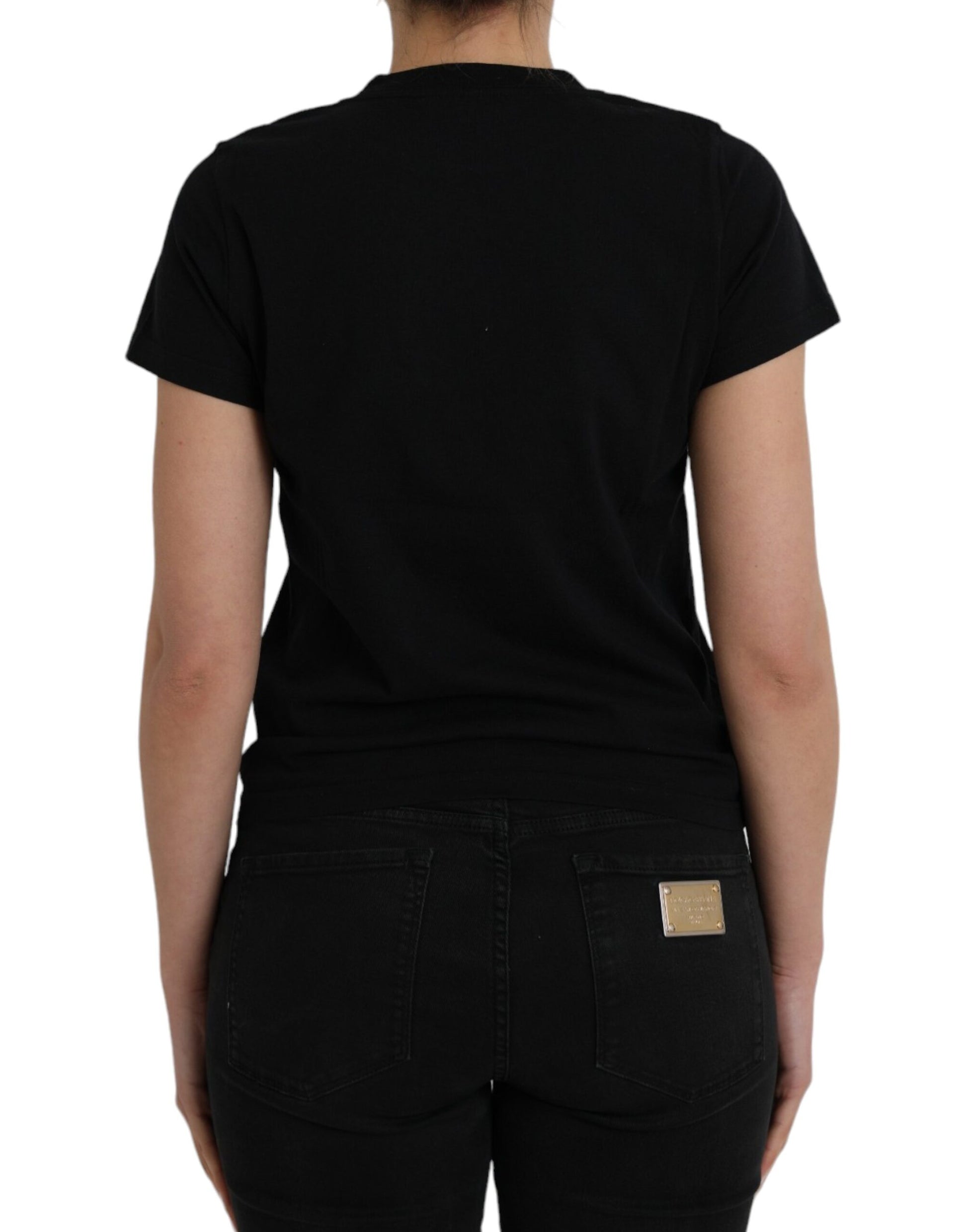 T-shirt col rond manches courtes en coton noir à imprimé logo Balenciaga